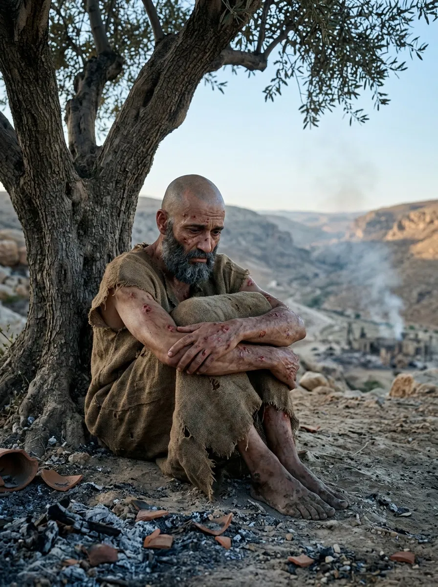 Job Sits Beneath a Tree Covered in Sores