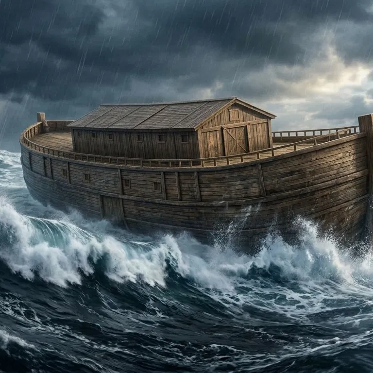 Noah's Ark Riding the Flood Waves