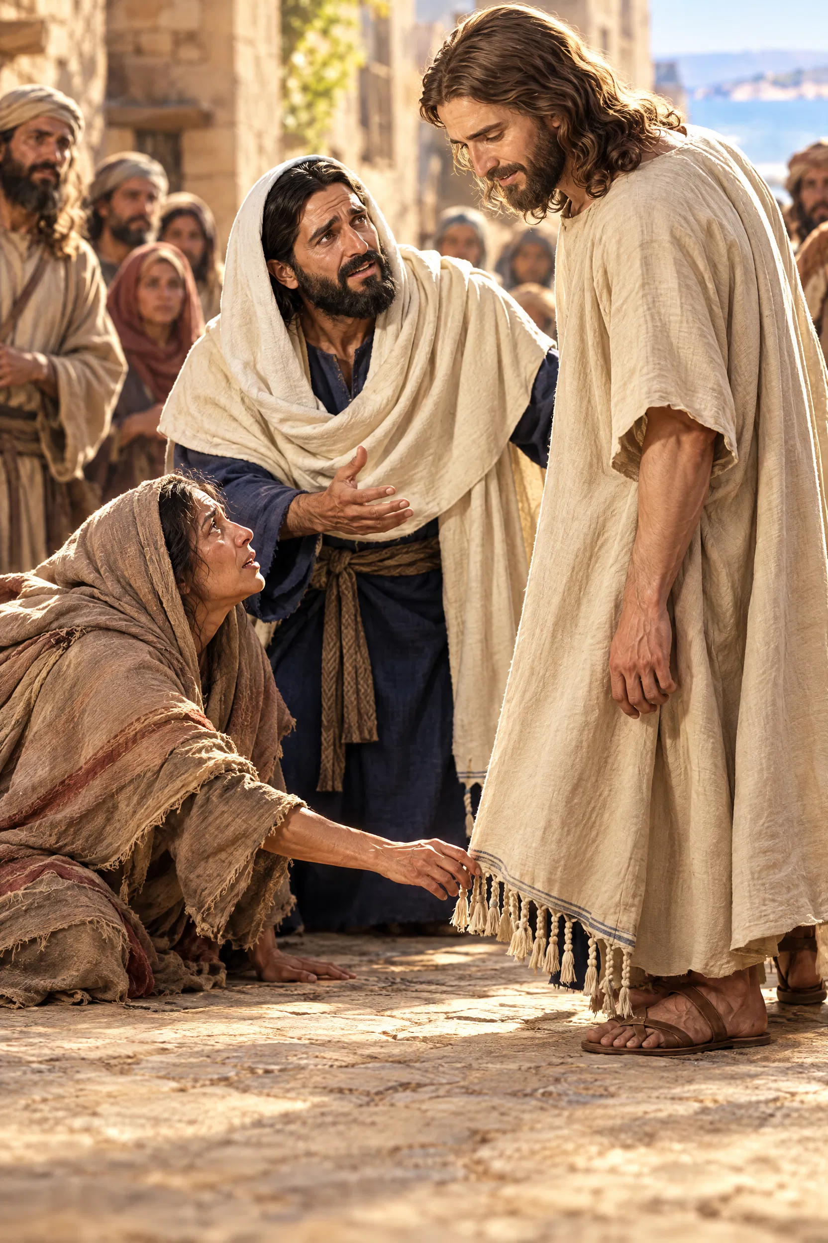 The Woman Touches the Hem of Jesus' Cloak