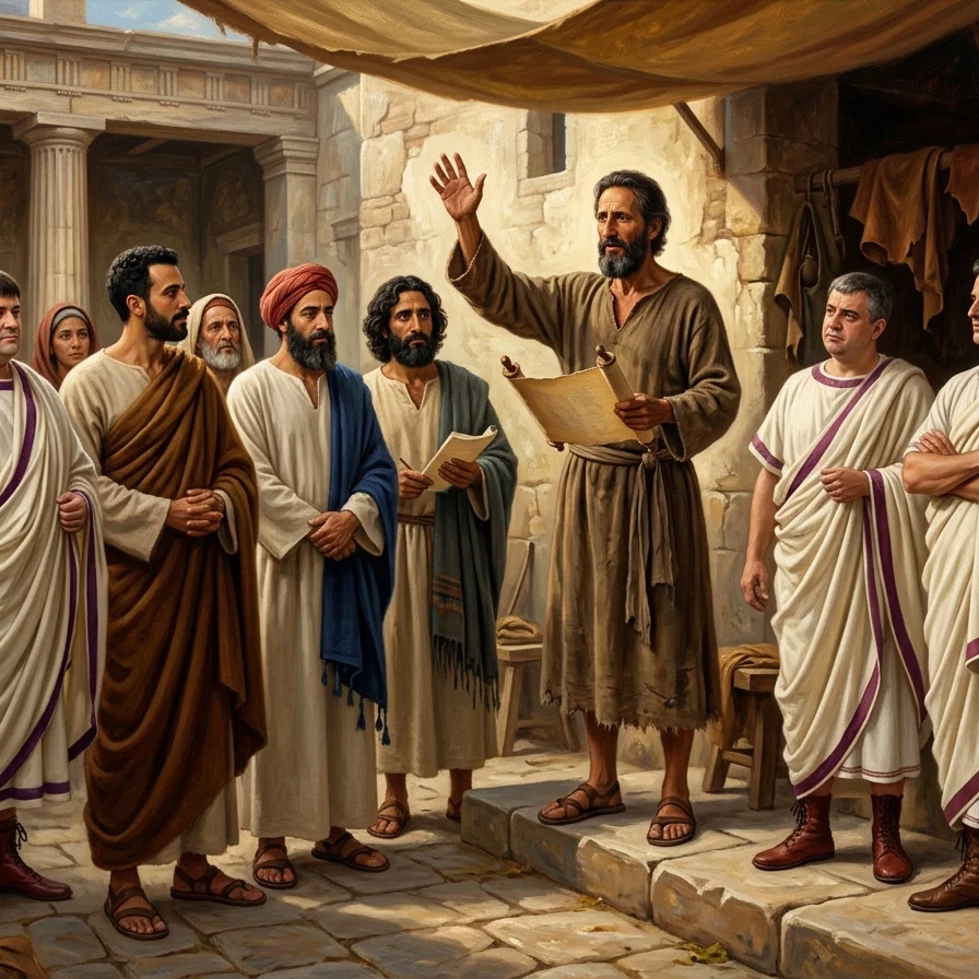 Apostle Paul Proclaiming Truth in Corinth