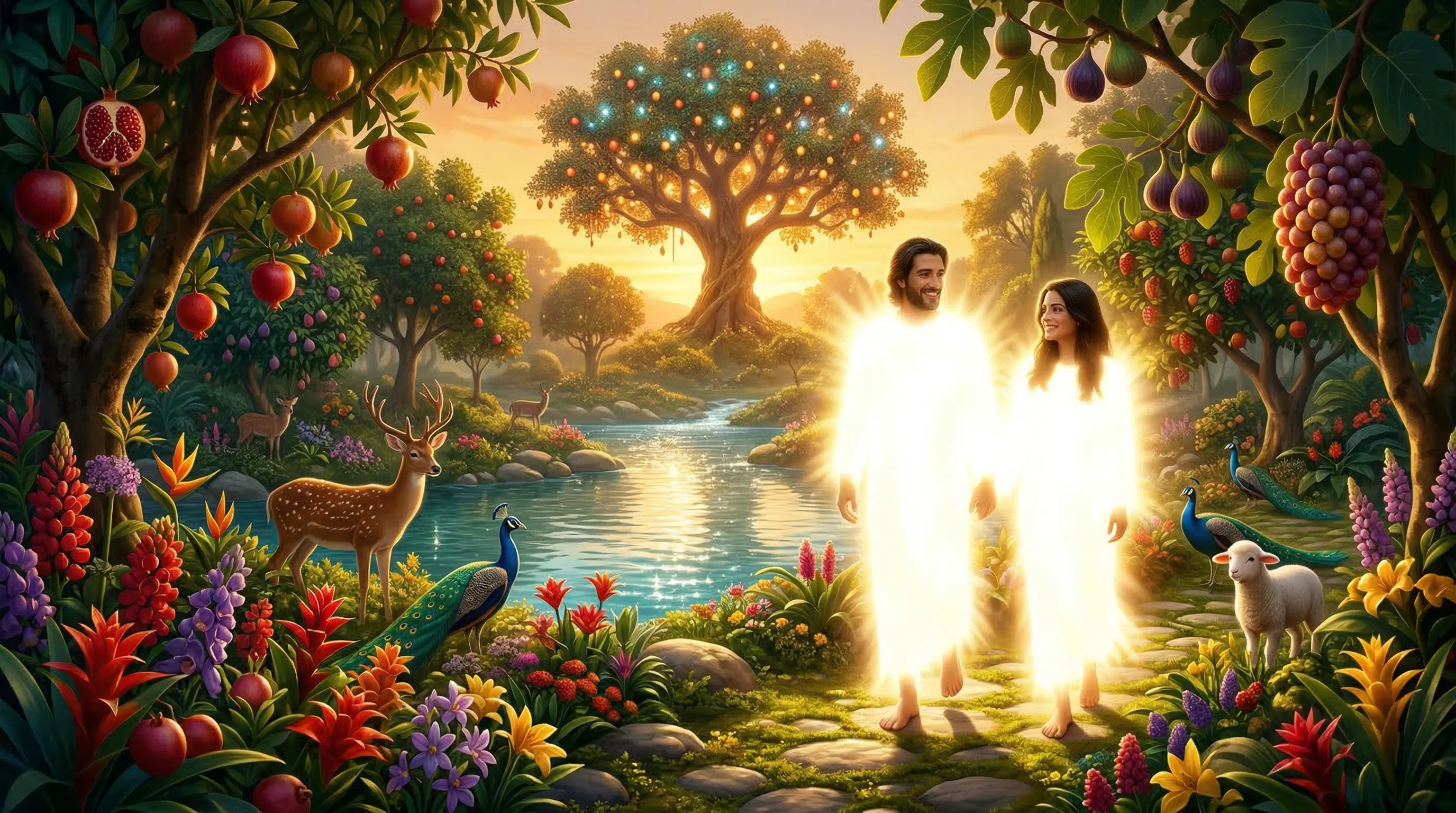 Adam and Eve Walking in the Garden of Eden