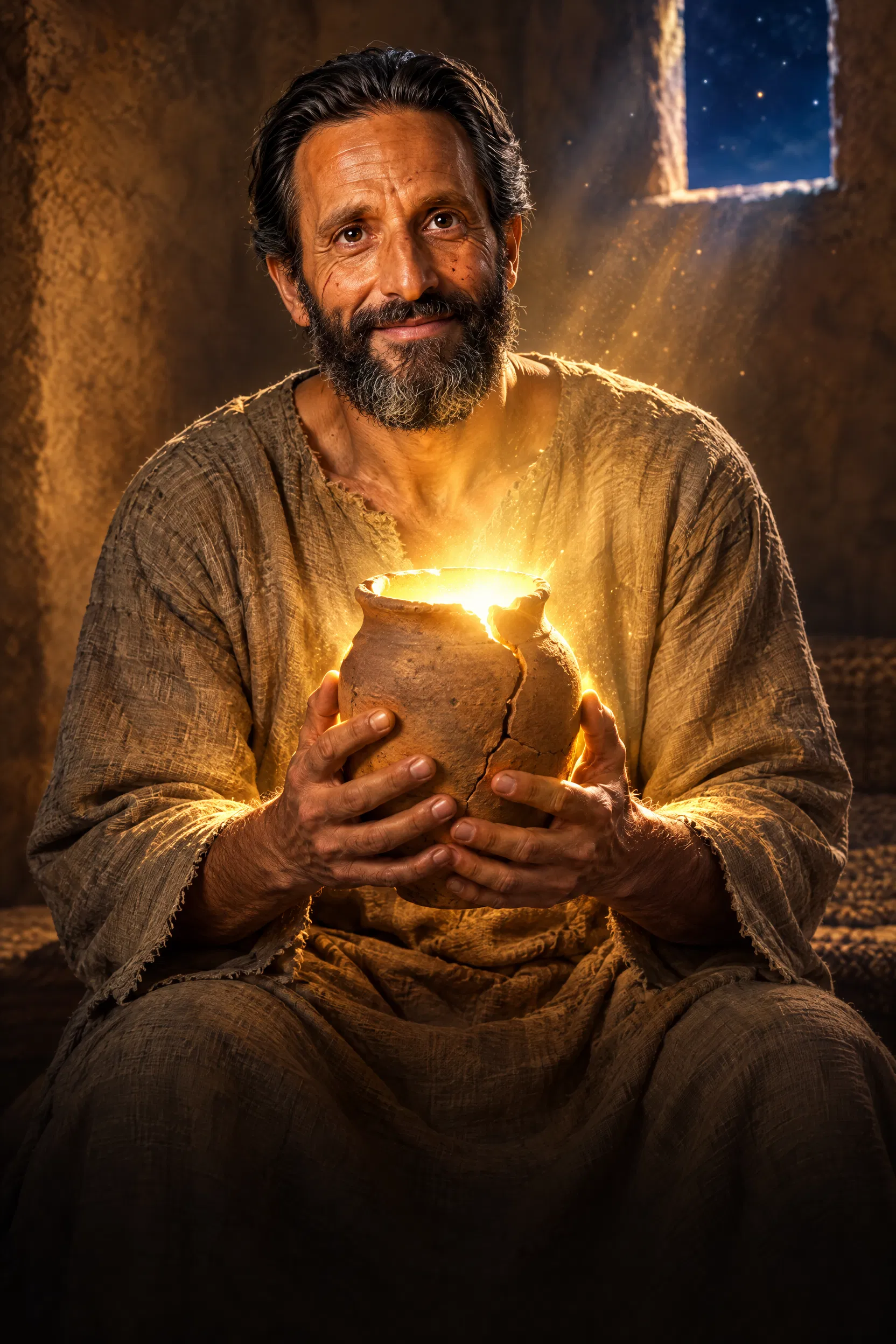 Paul Holding a Cracked Jar Full of Light