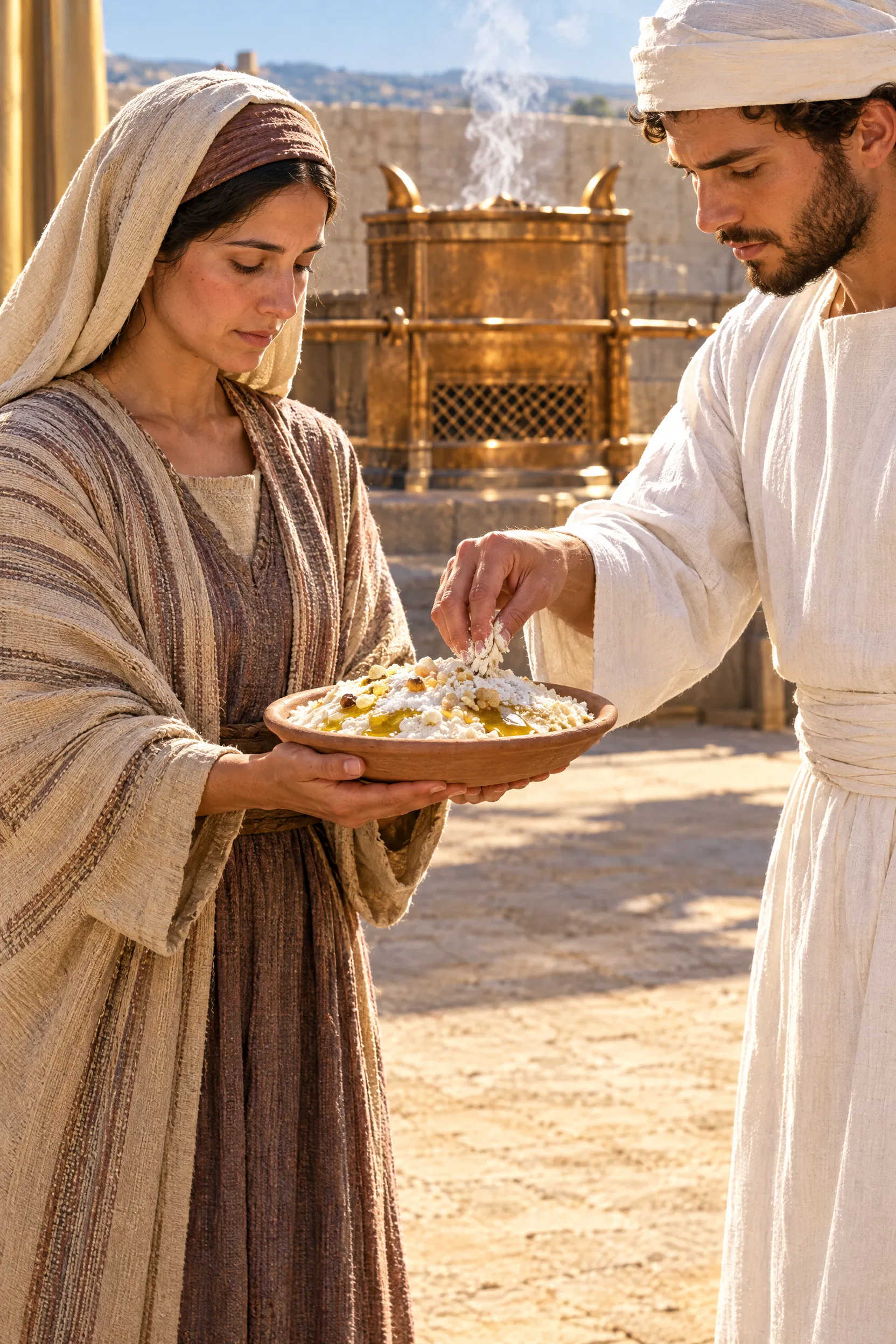 Israelite Woman Brings a Meal Offering to the Priest