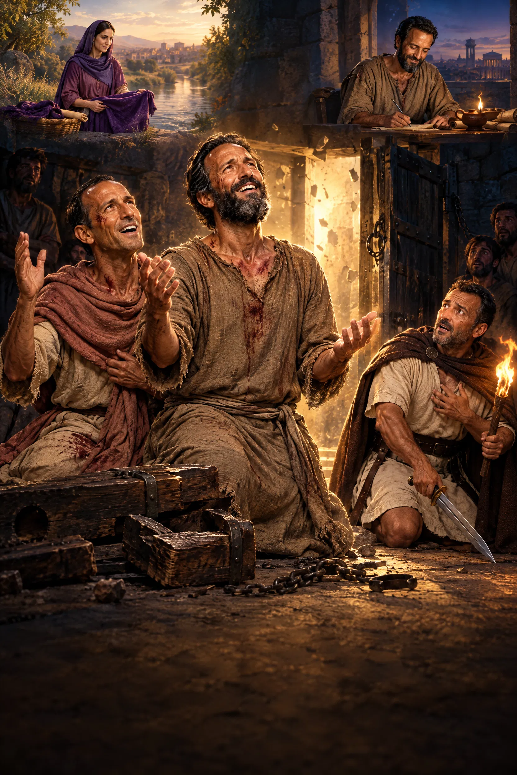 Paul and Silas Sing in the Philippian Prison