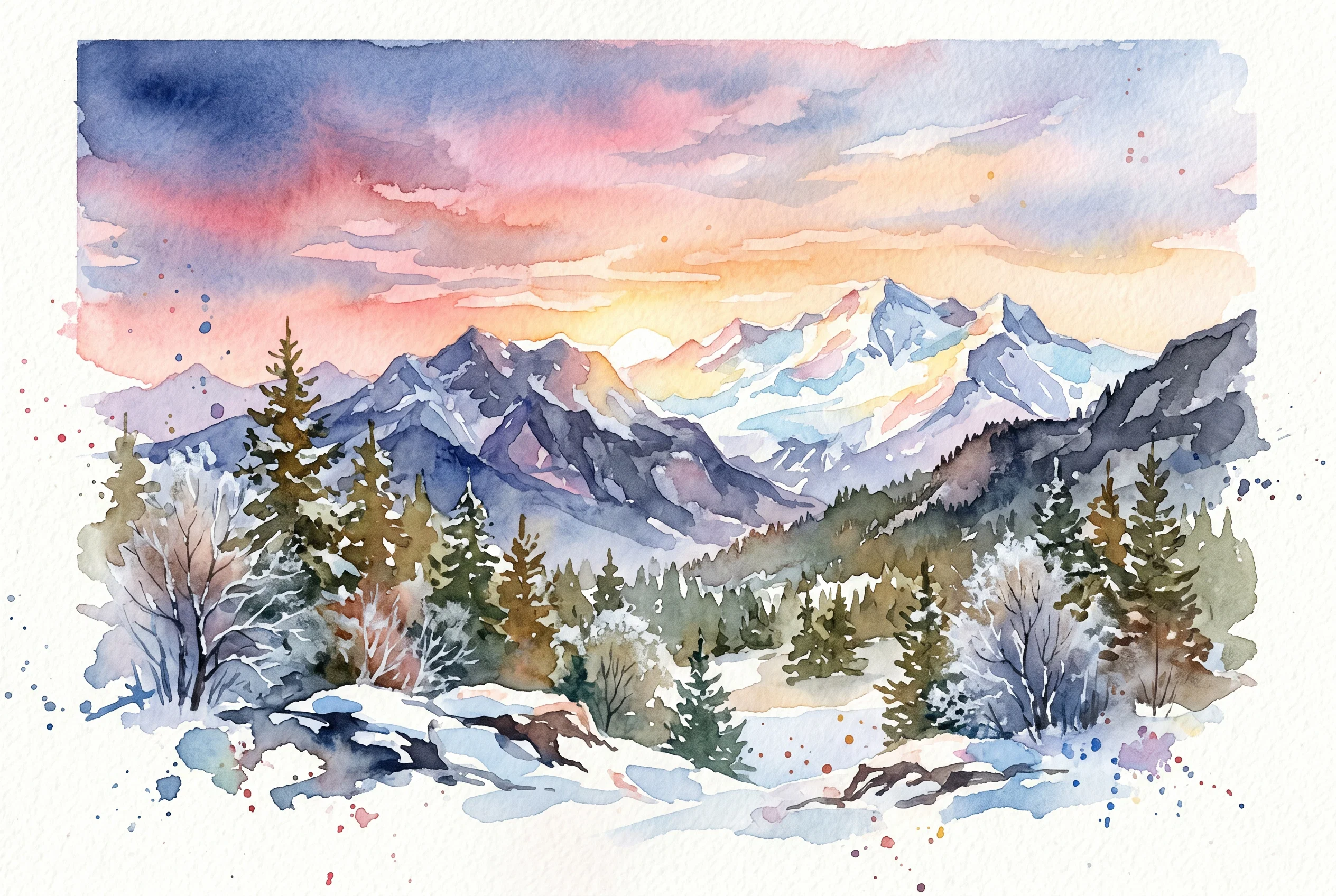 Divine Light Over Snowy Peaks