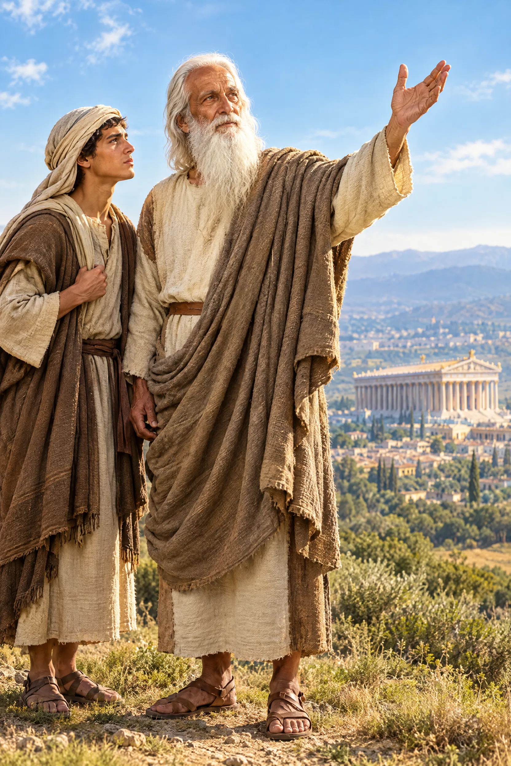 John Points Away from the Temple of Artemis