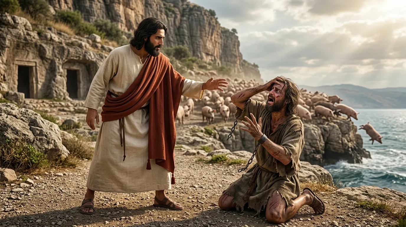 Jesus Casts Out Demons Near the Swine