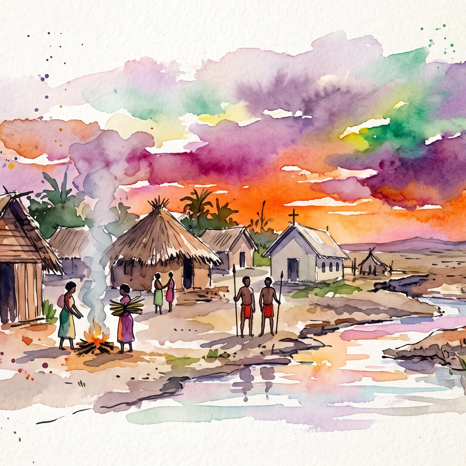 Vibrant Twilight Over Tribal Highlands