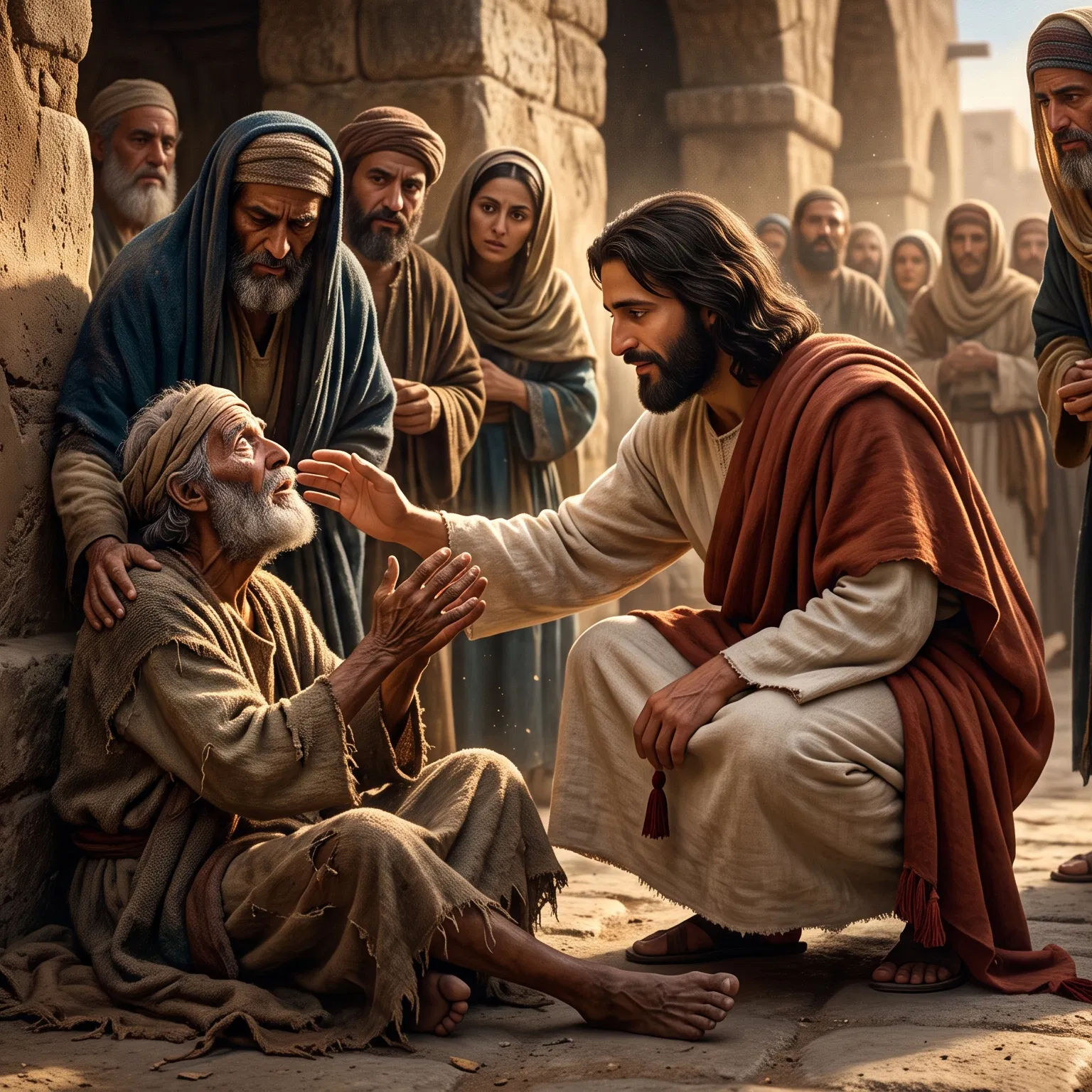 Jesus Kneels Before the Blind Beggar