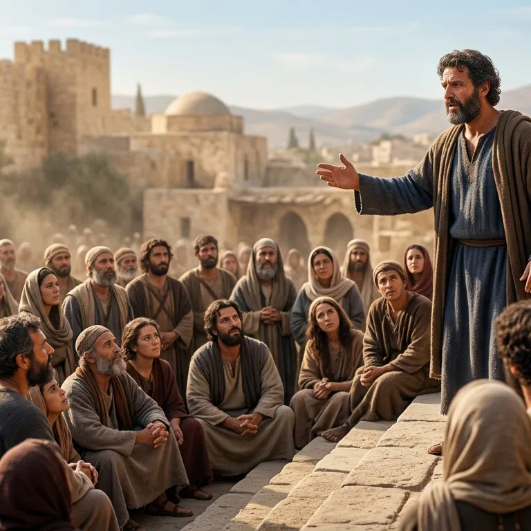 Peter Speaks to the Crowd in Jerusalem