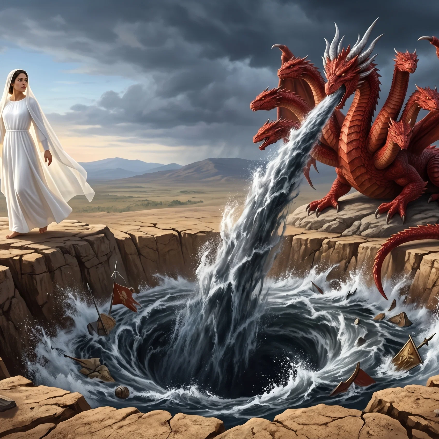 The Earth Swallows the Serpent's Flood