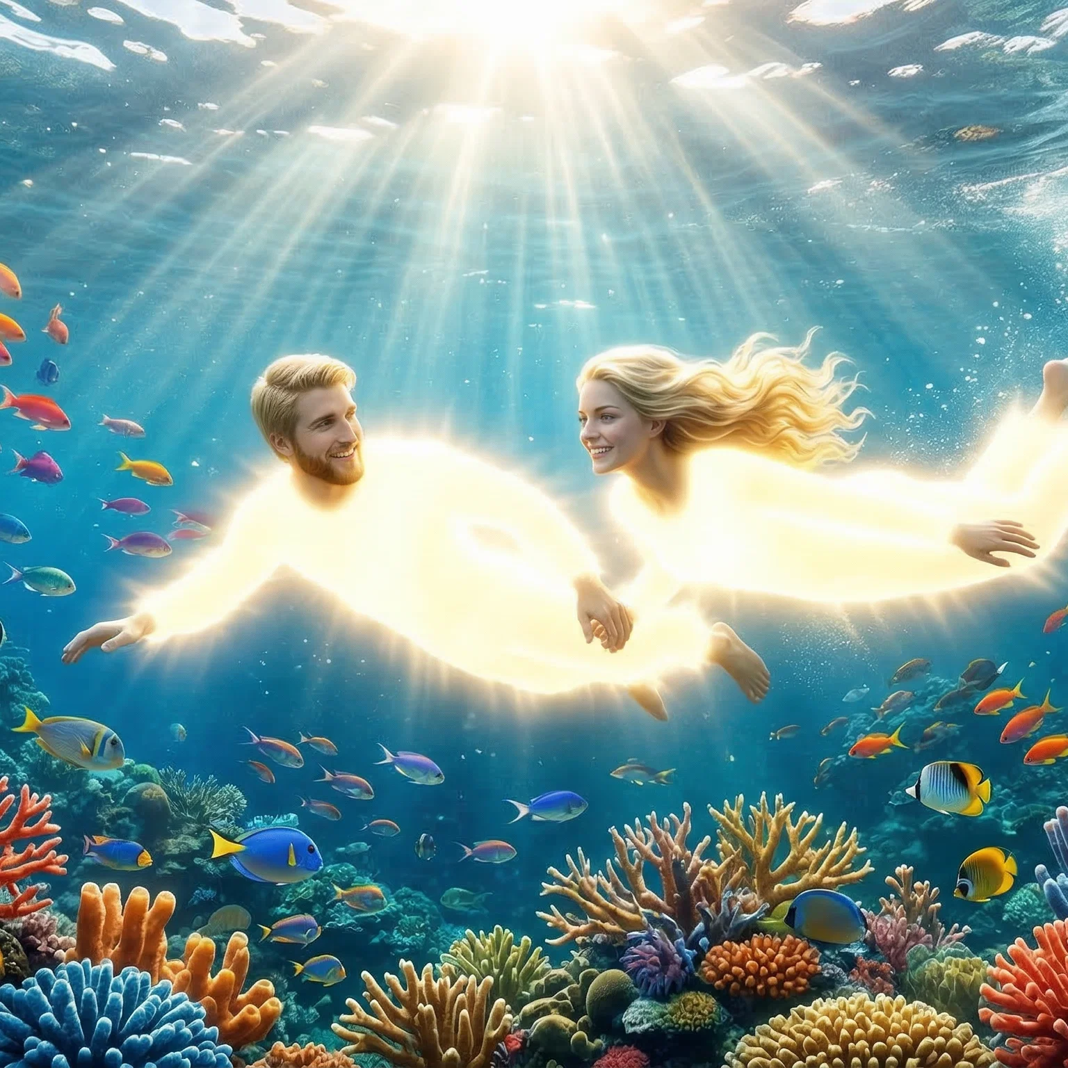 The First Pair Beneath Edenic Waters