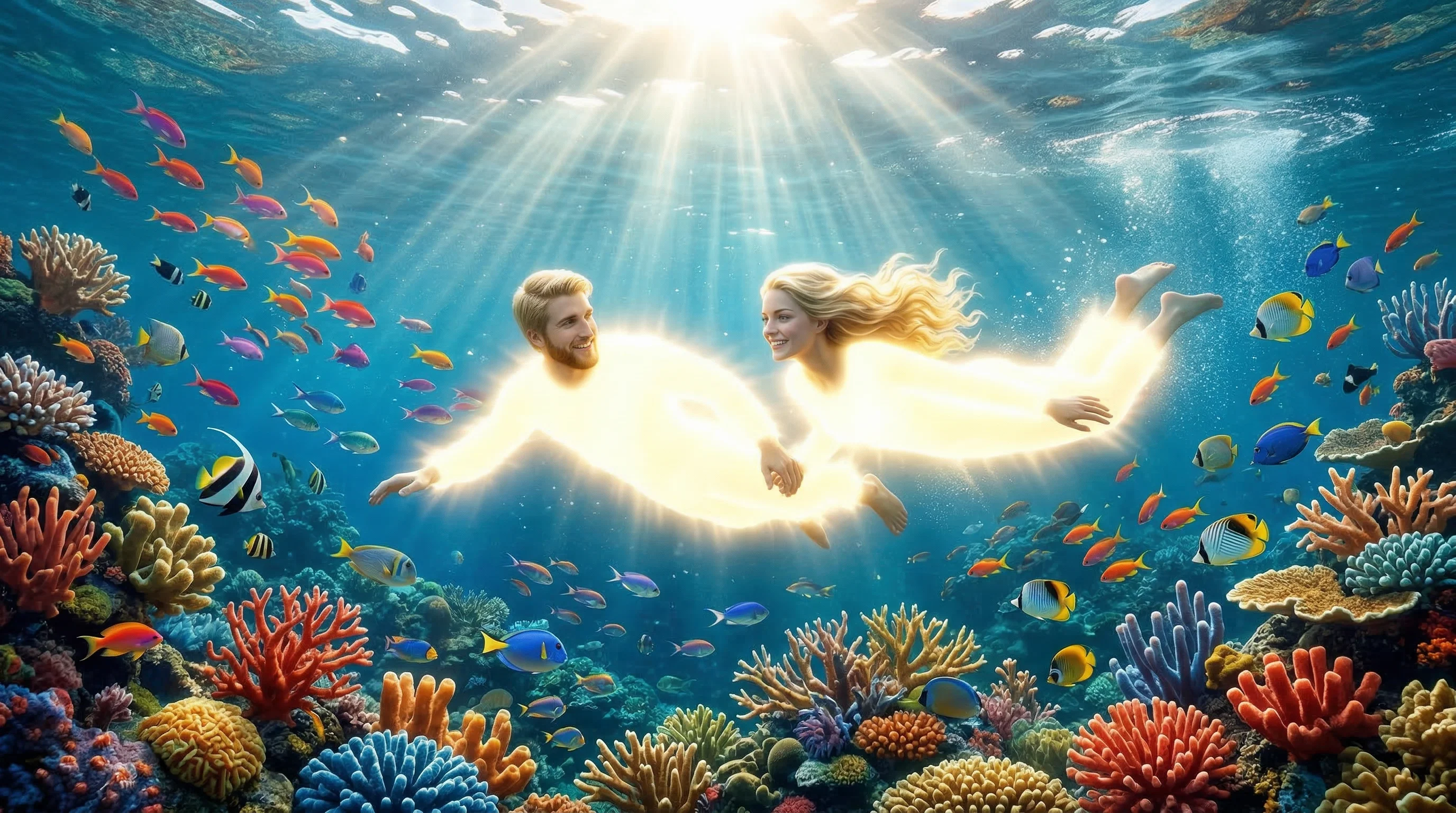 The First Pair Beneath Edenic Waters