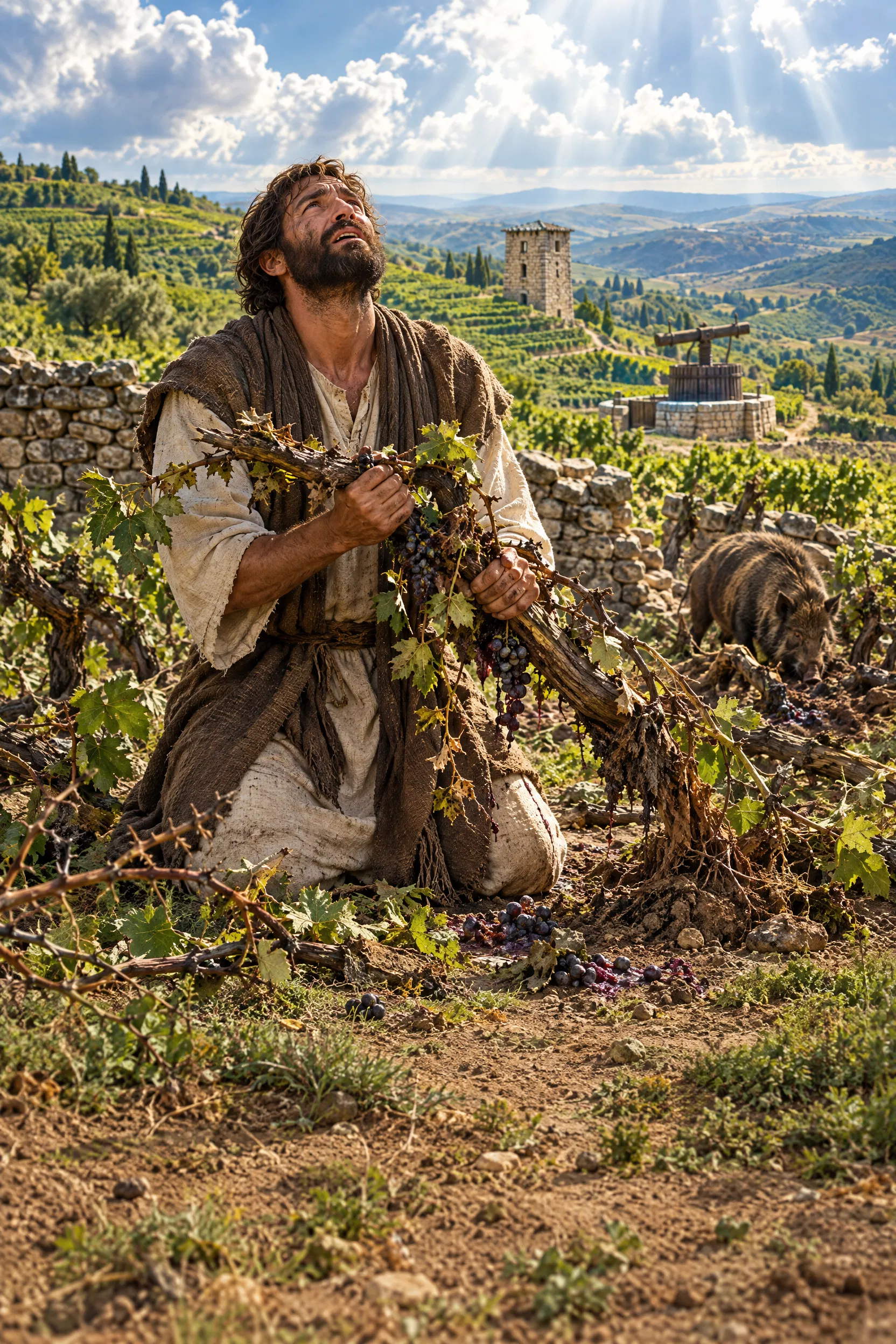 Vinedresser Weeps Over His Ravaged Vineyard