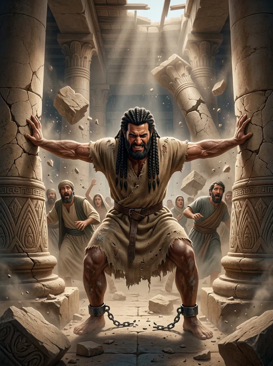 Samson Pushes Apart the Temple Pillars
