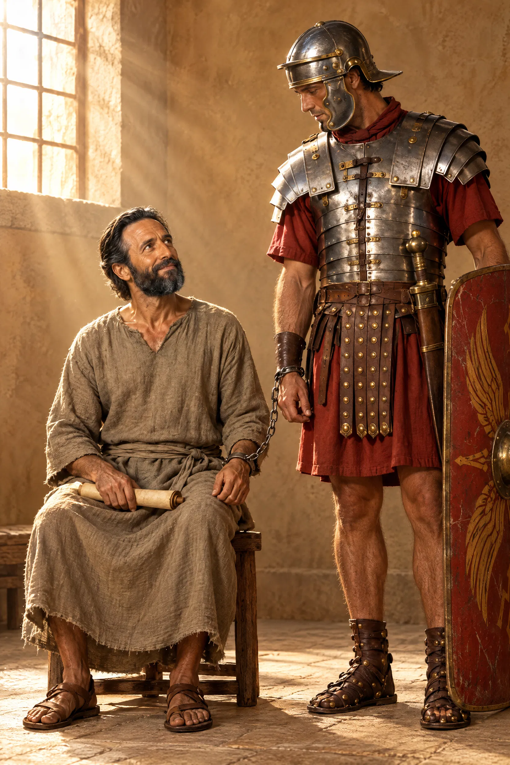 Paul Chained Beside an Armored Roman Soldier