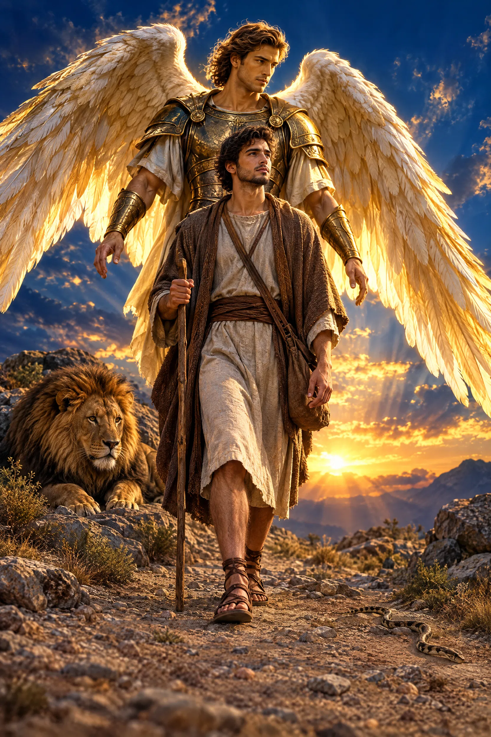 Traveller Protected by a Winged Angel