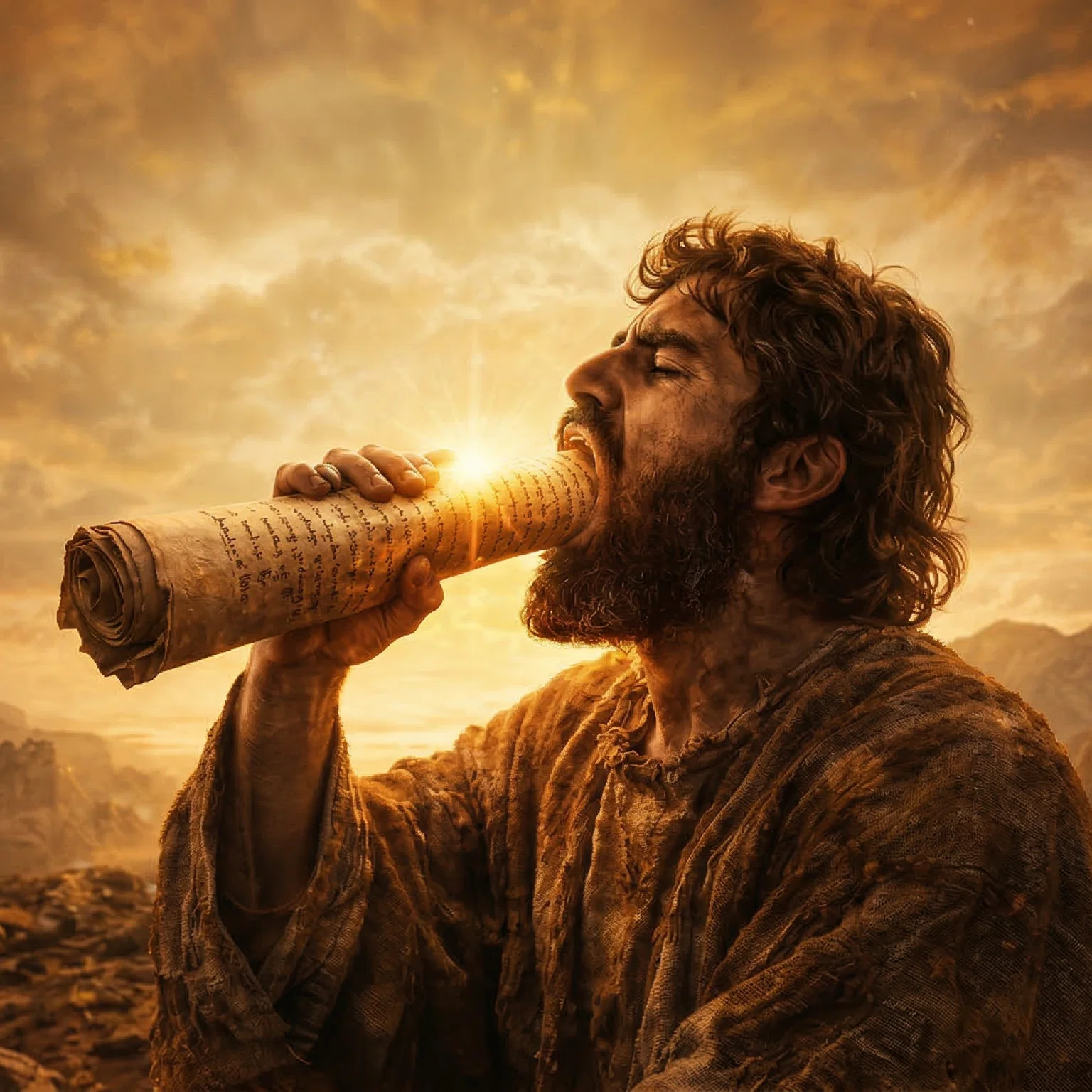 Ezekiel eating the scroll