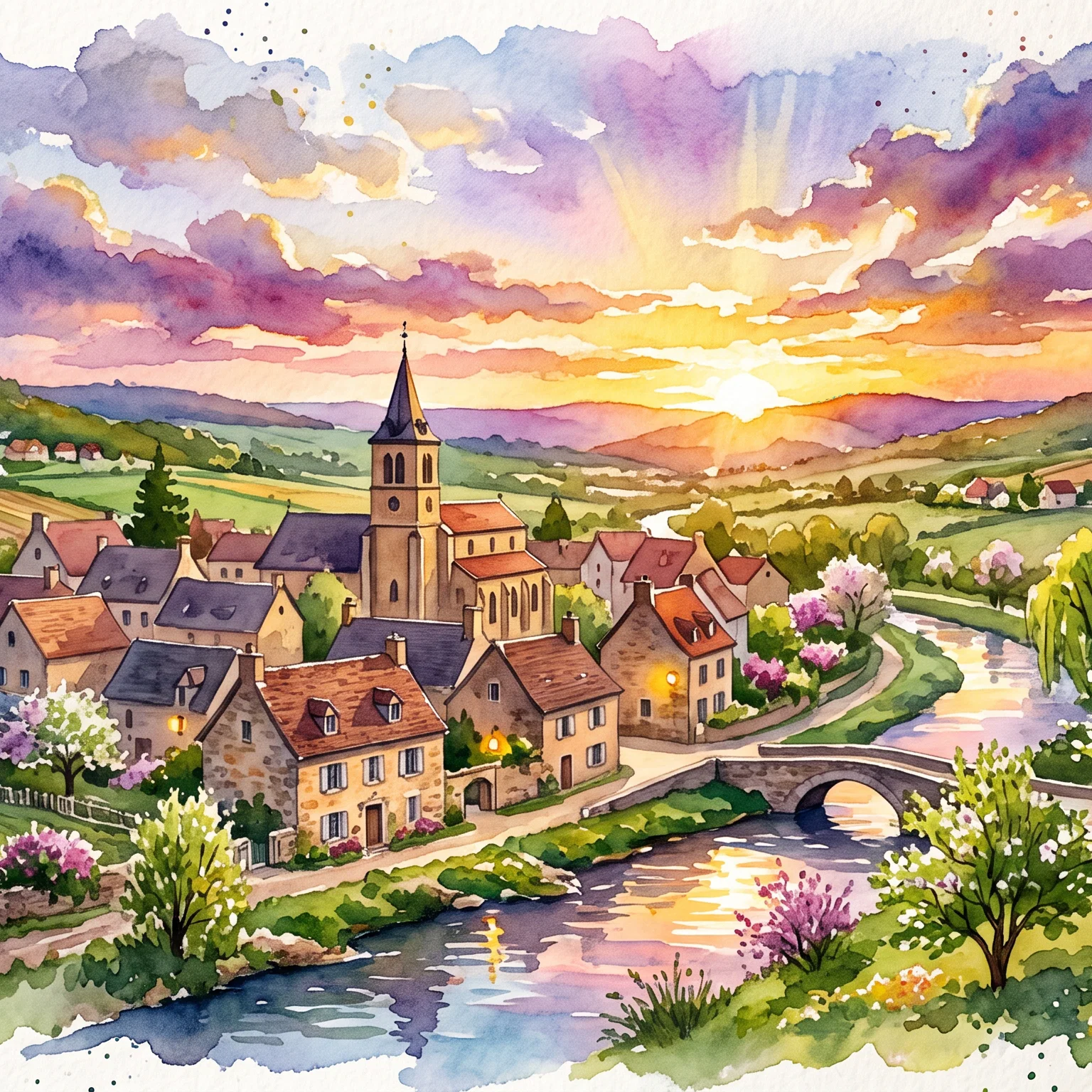 Golden Hour in a French Village