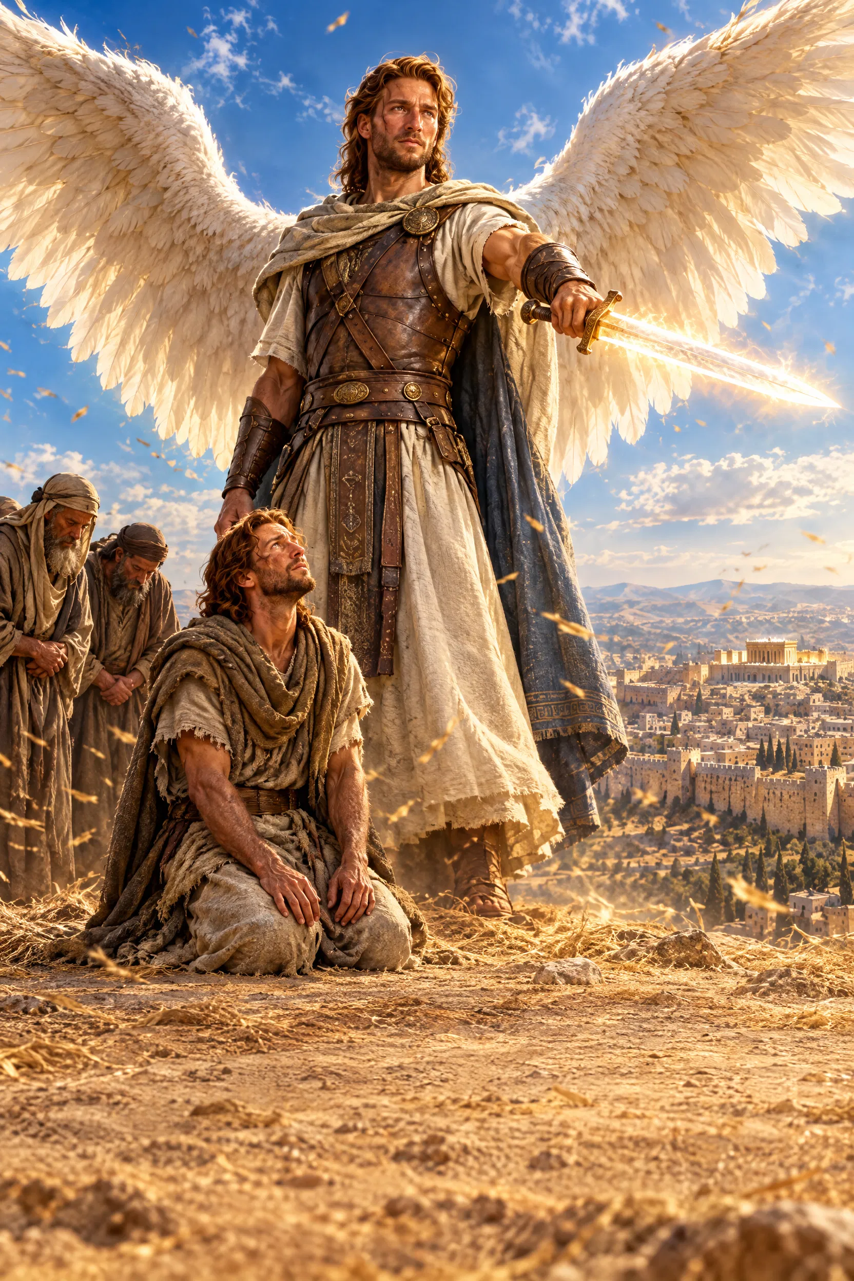 An Angel With a Sword Shields David from Attackers