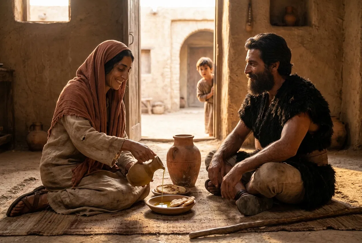 The Widow Feeds Elijah in Her House