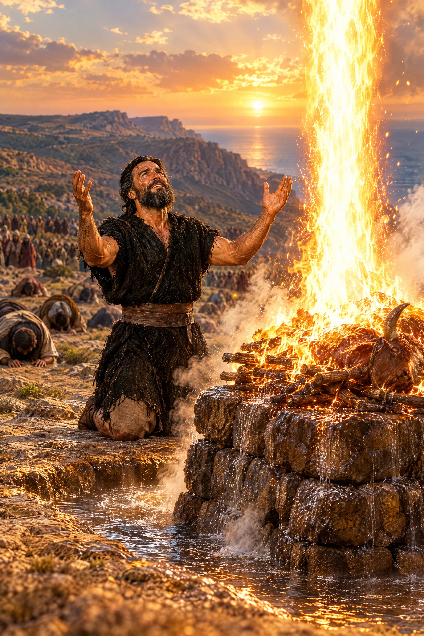 Fire Falls on Elijah's Altar at Carmel