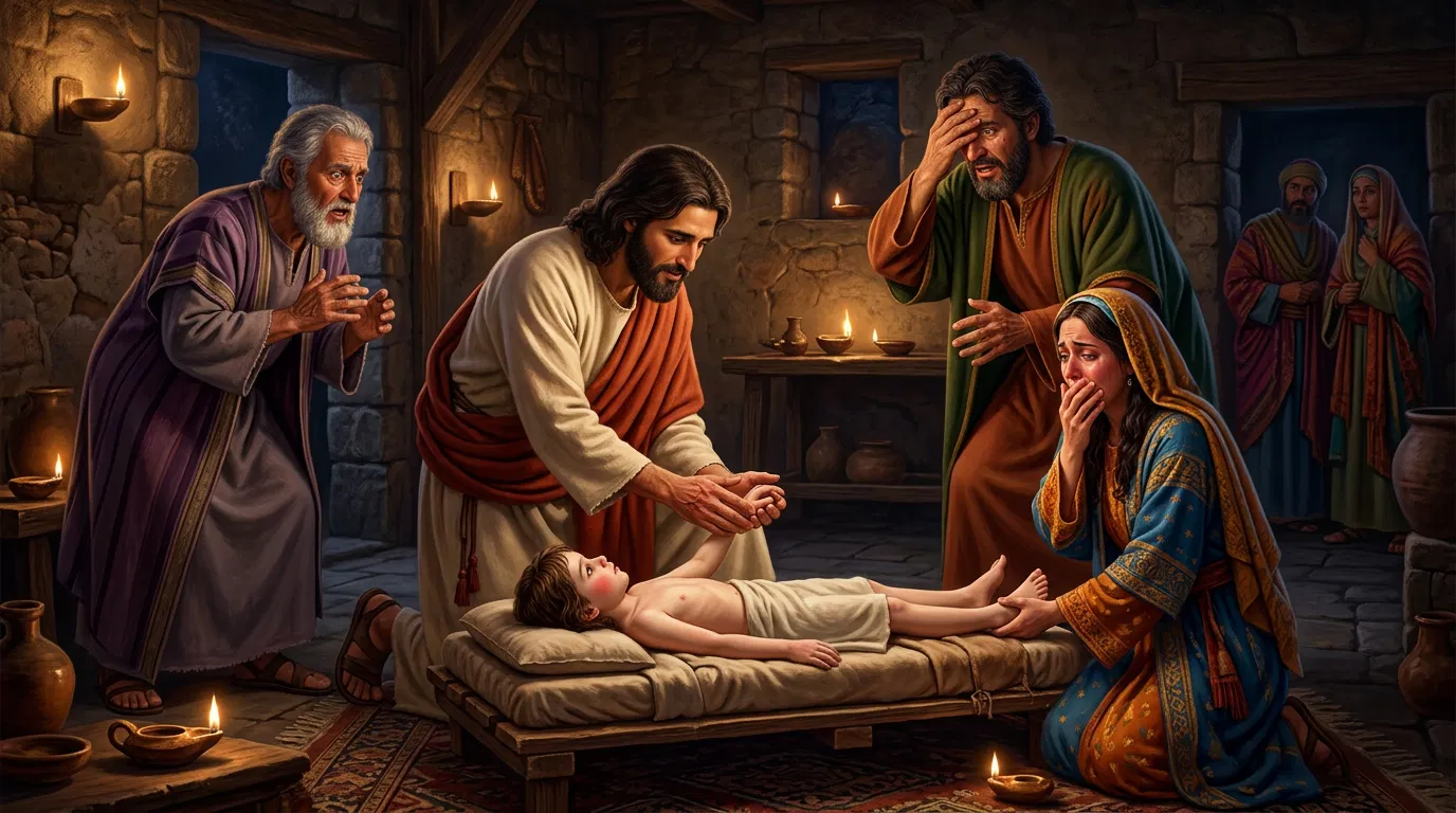Jesus Raising a Dead Child in a Home
