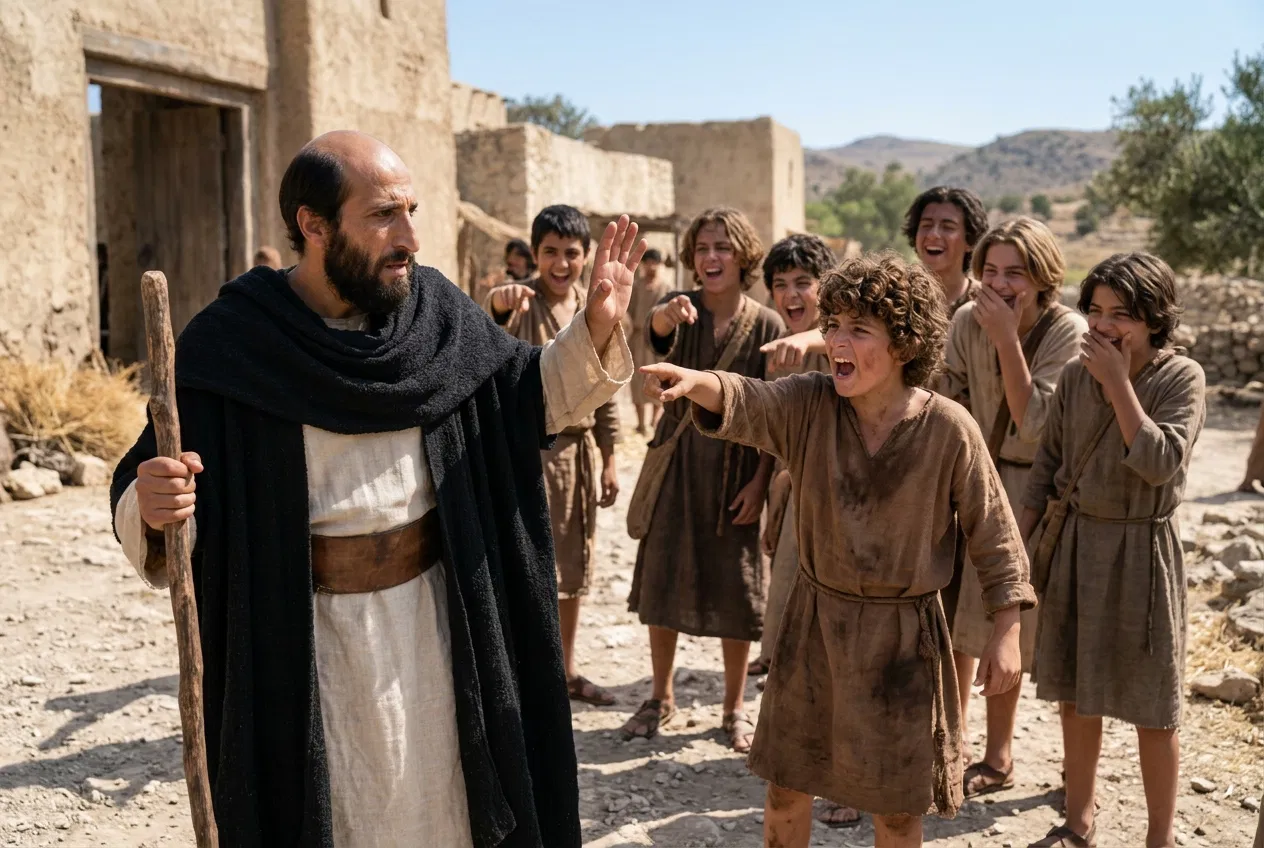 Boys Mock Elisha Outside the Town