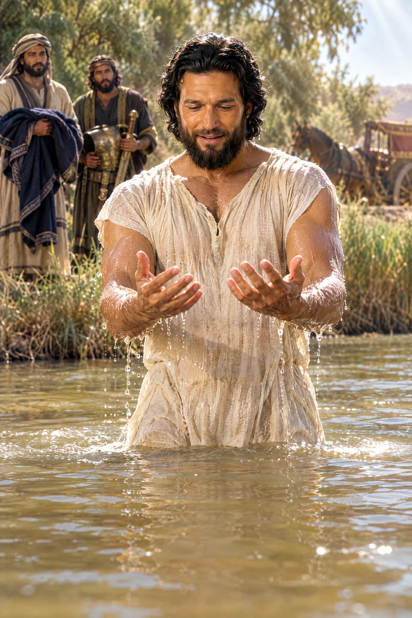 Naaman Rises Healed from the Jordan