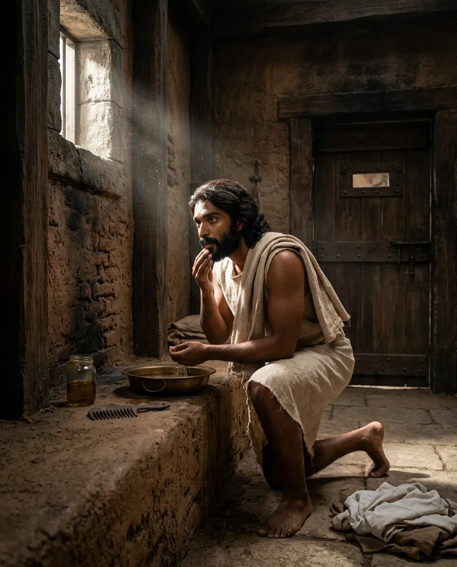Joseph Preparing in Prison to See Pharaoh