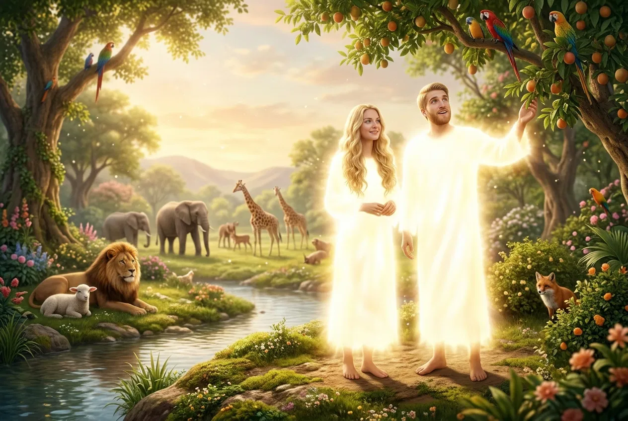 Adam and Eve Among the Animals of Eden