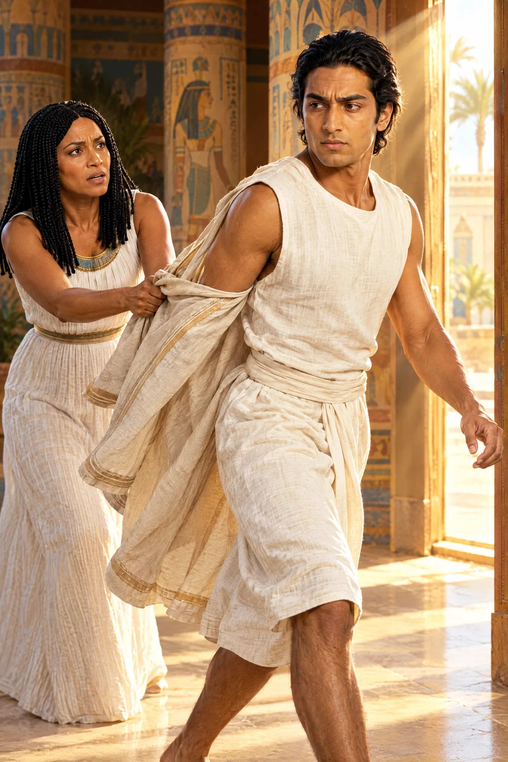 Joseph Flees Potiphar's Wife in Egypt