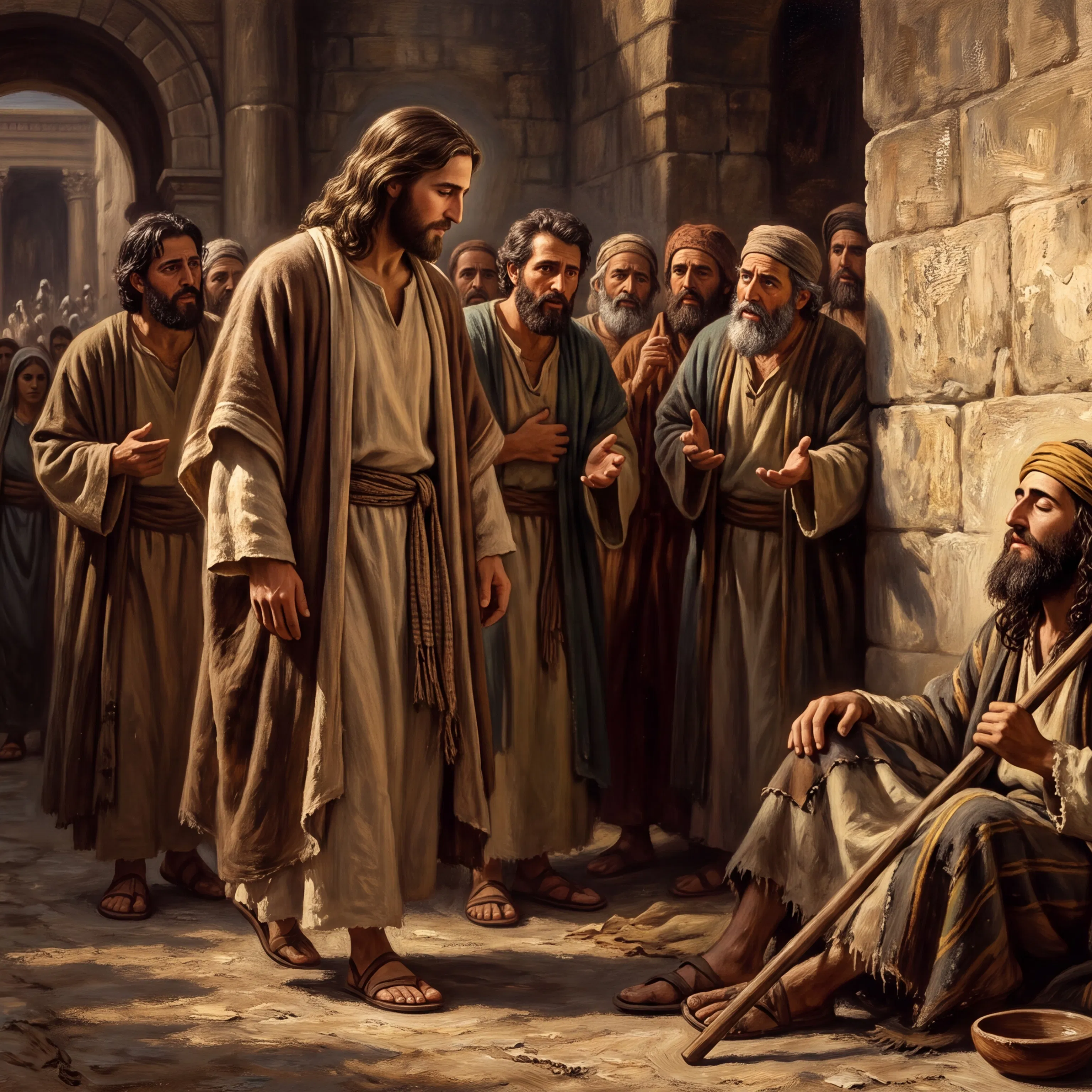 Jesus and His Disciples Meet a Blind Beggar