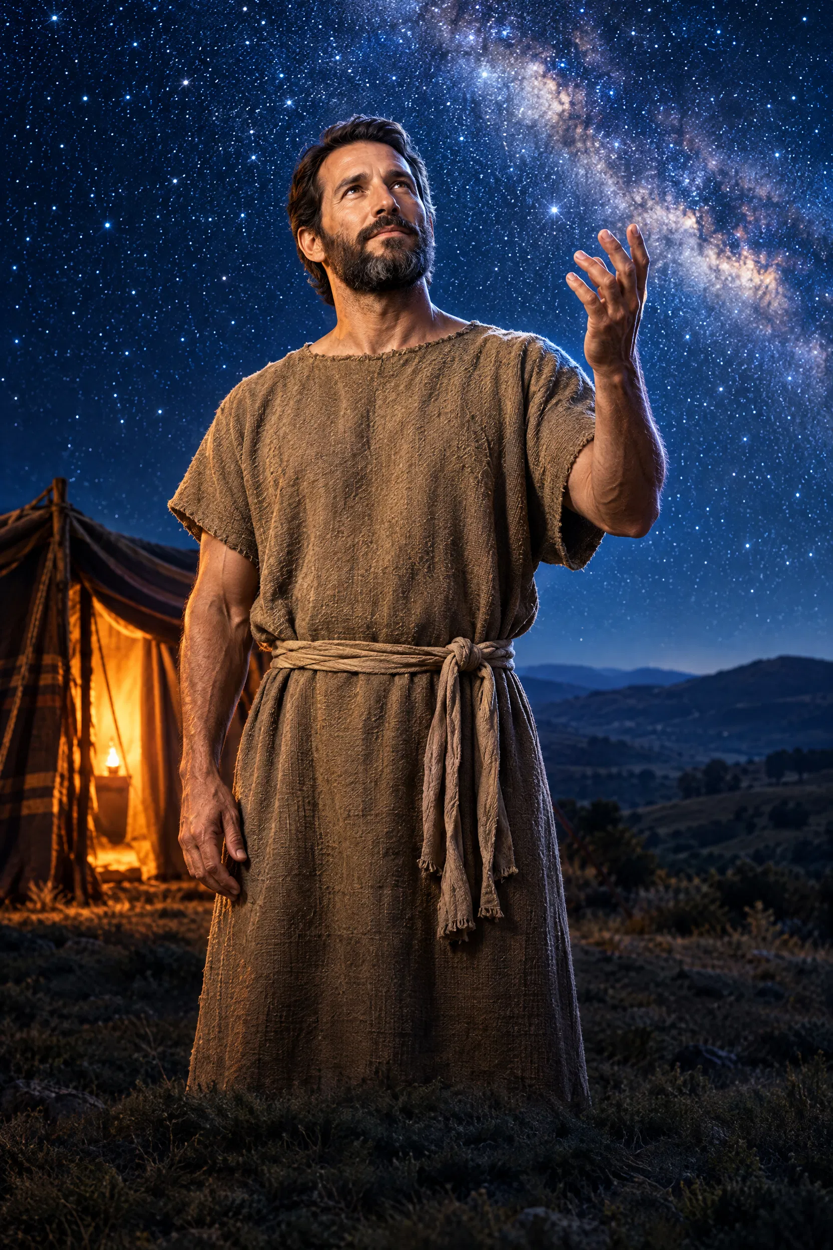 Abraham Looks Up at the Stars Outside His Tent