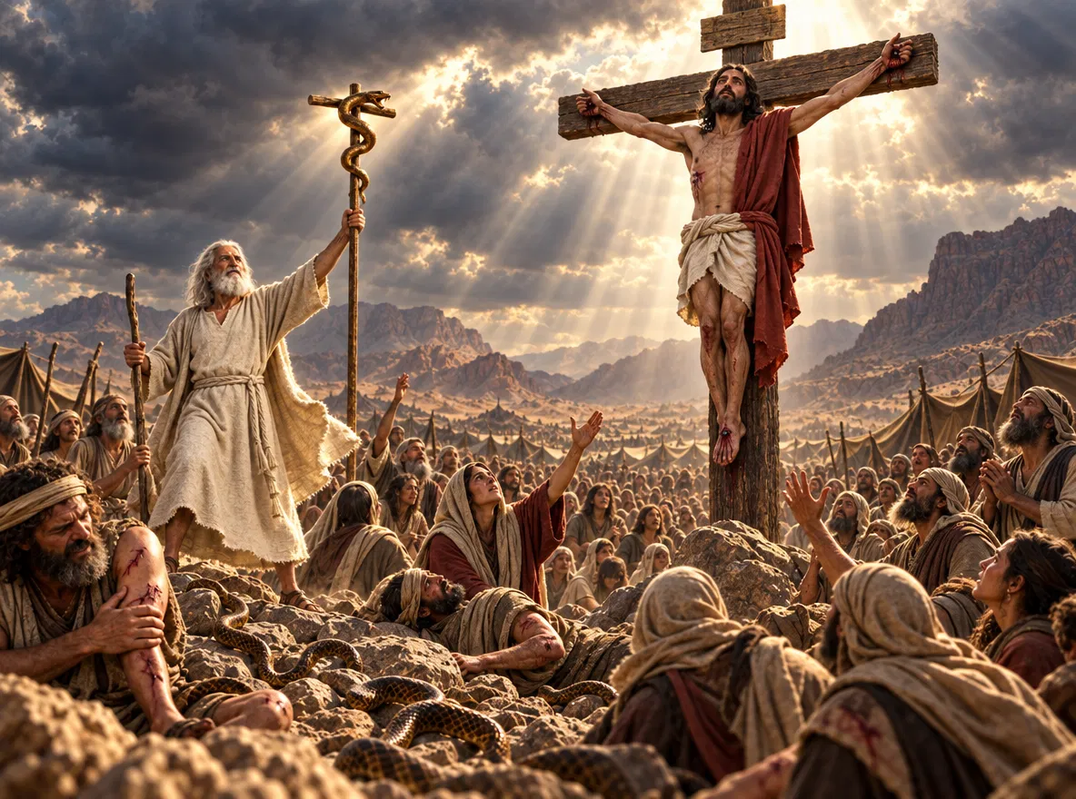 The Bronze Serpent and Jesus Lifted Up on the Cross