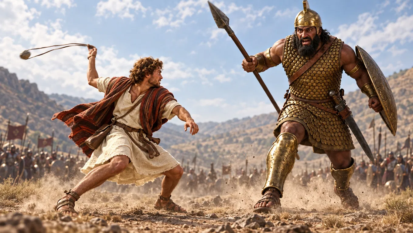 David Swinging His Sling at Goliath