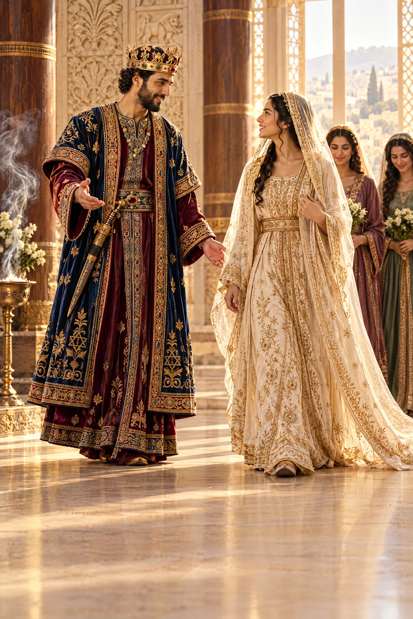 King Solomon Welcomes His Veiled Bride