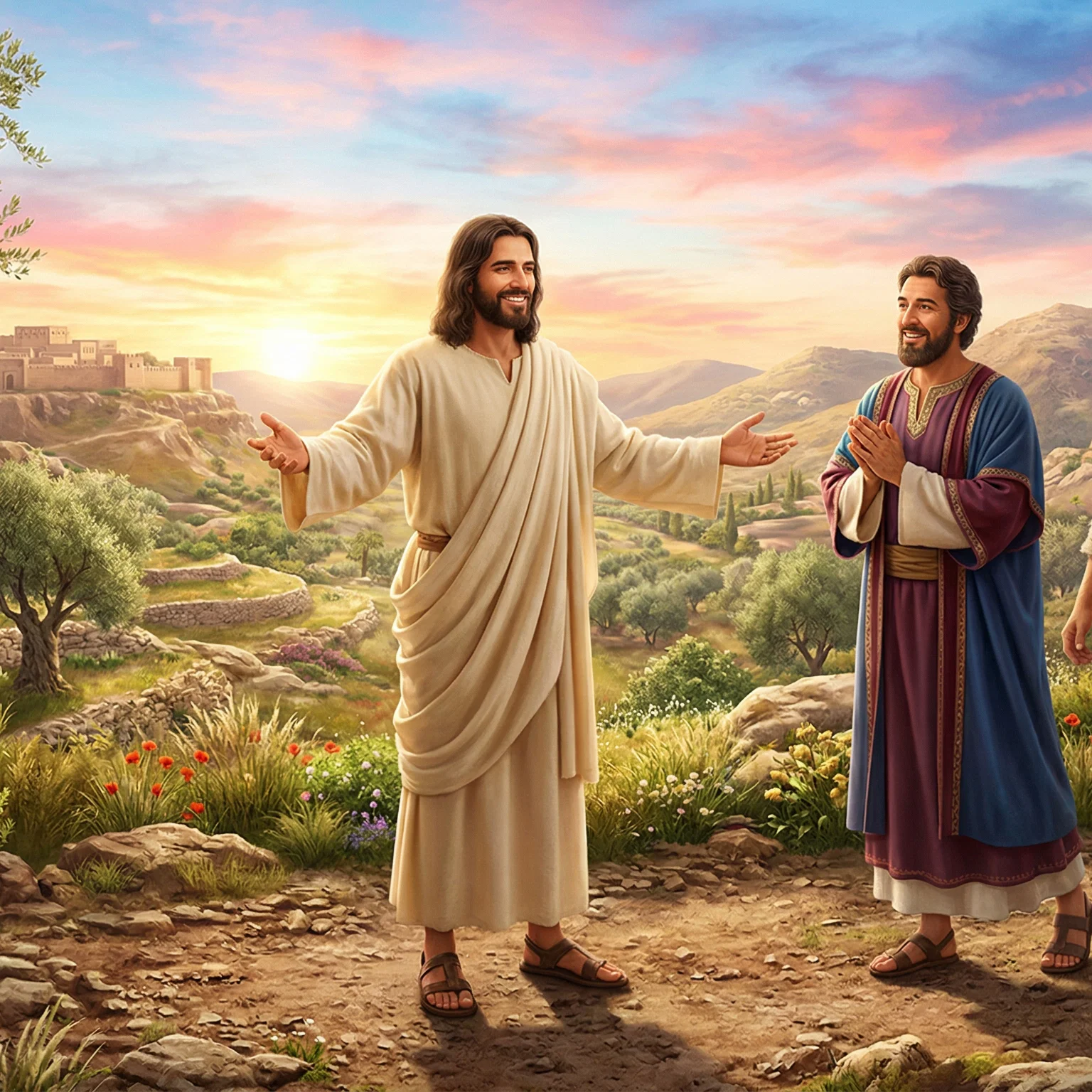 Jesus Welcoming All People at Sunrise