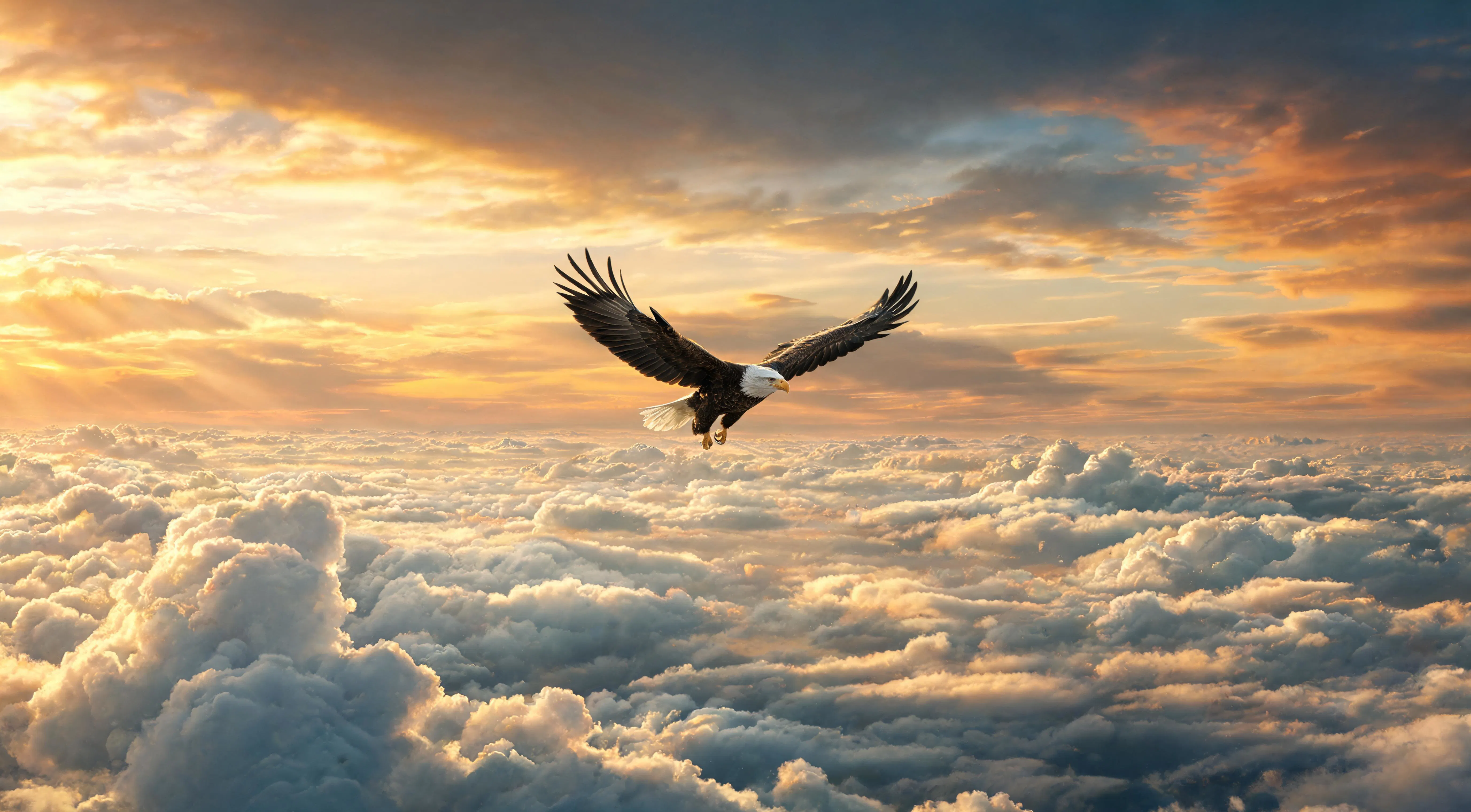 Eagle Flying Above the Clouds