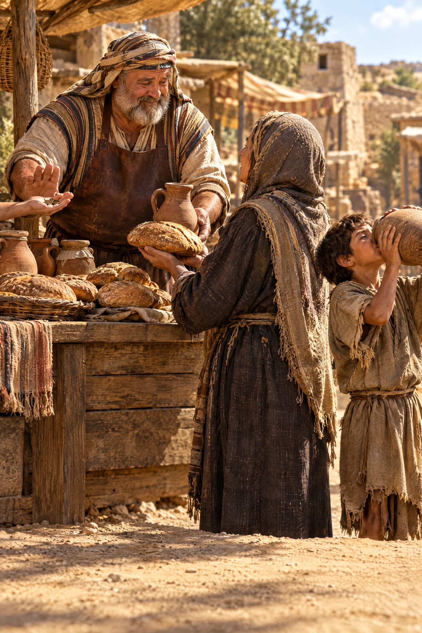 A Trader Gives Bread and Milk Without Payment