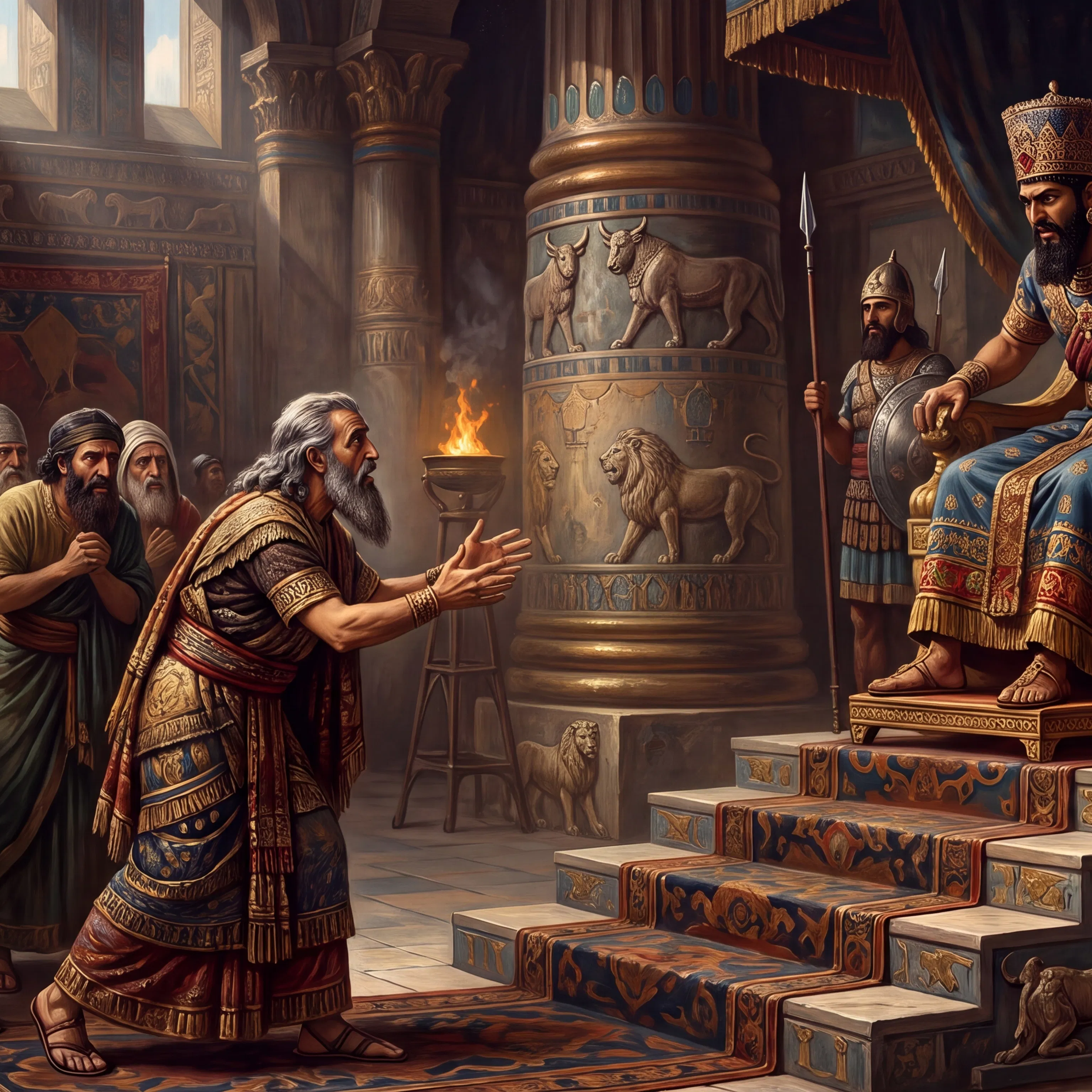 Elders Plead Before the Enthroned Babylonian King