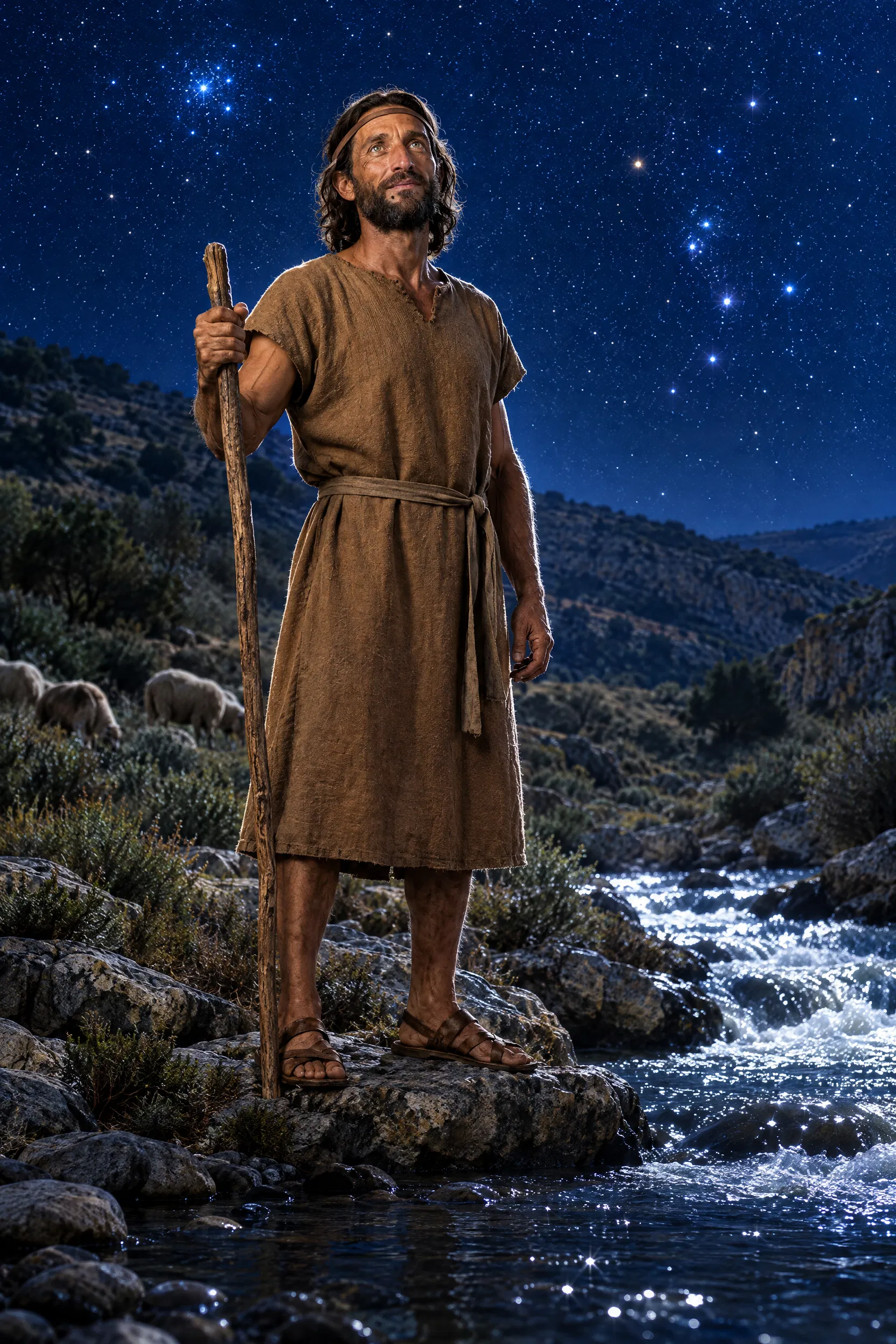 Amos Beneath the Stars Beside a Stream