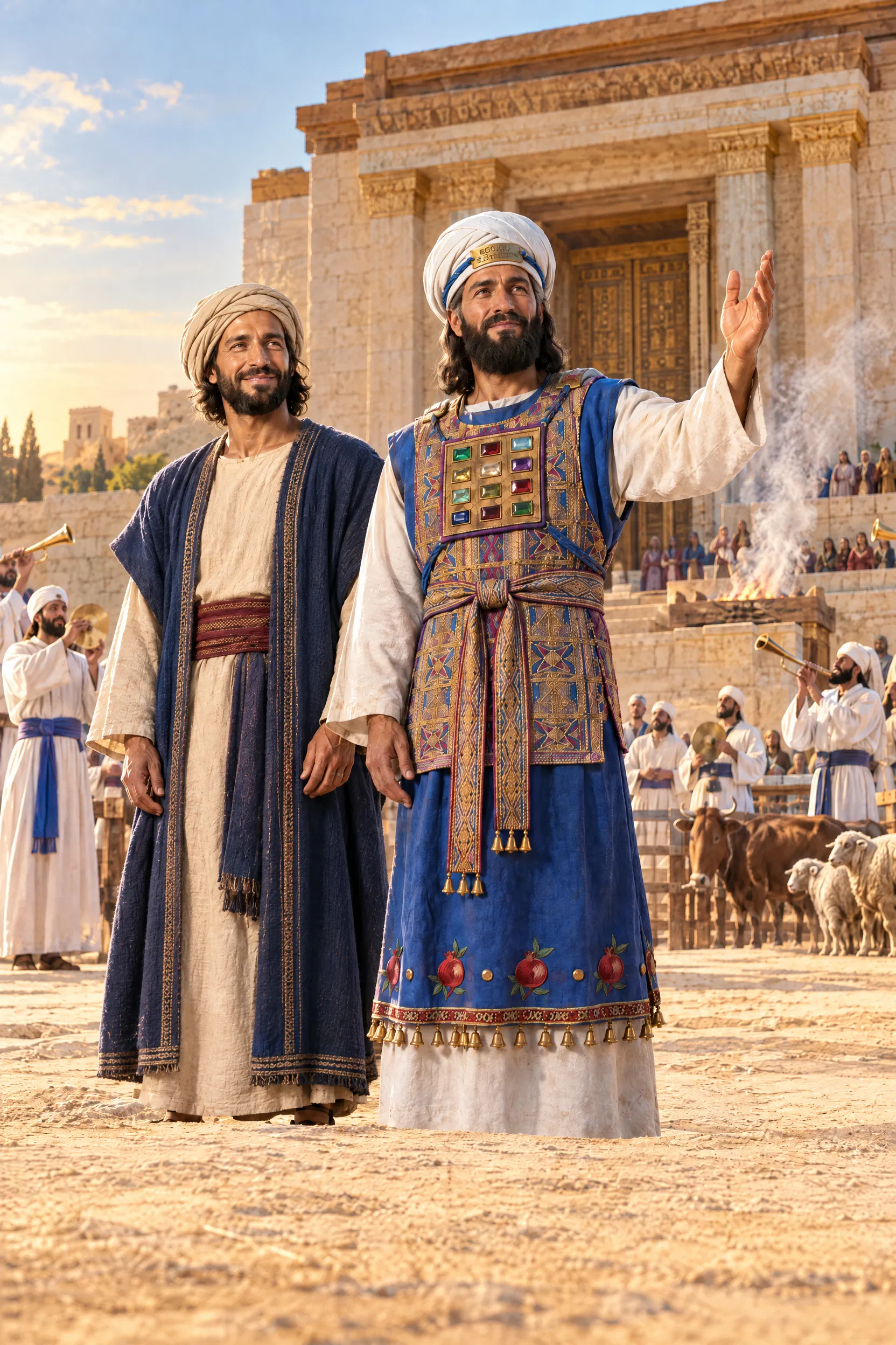 Zerubbabel and the High Priest at the Temple Dedication