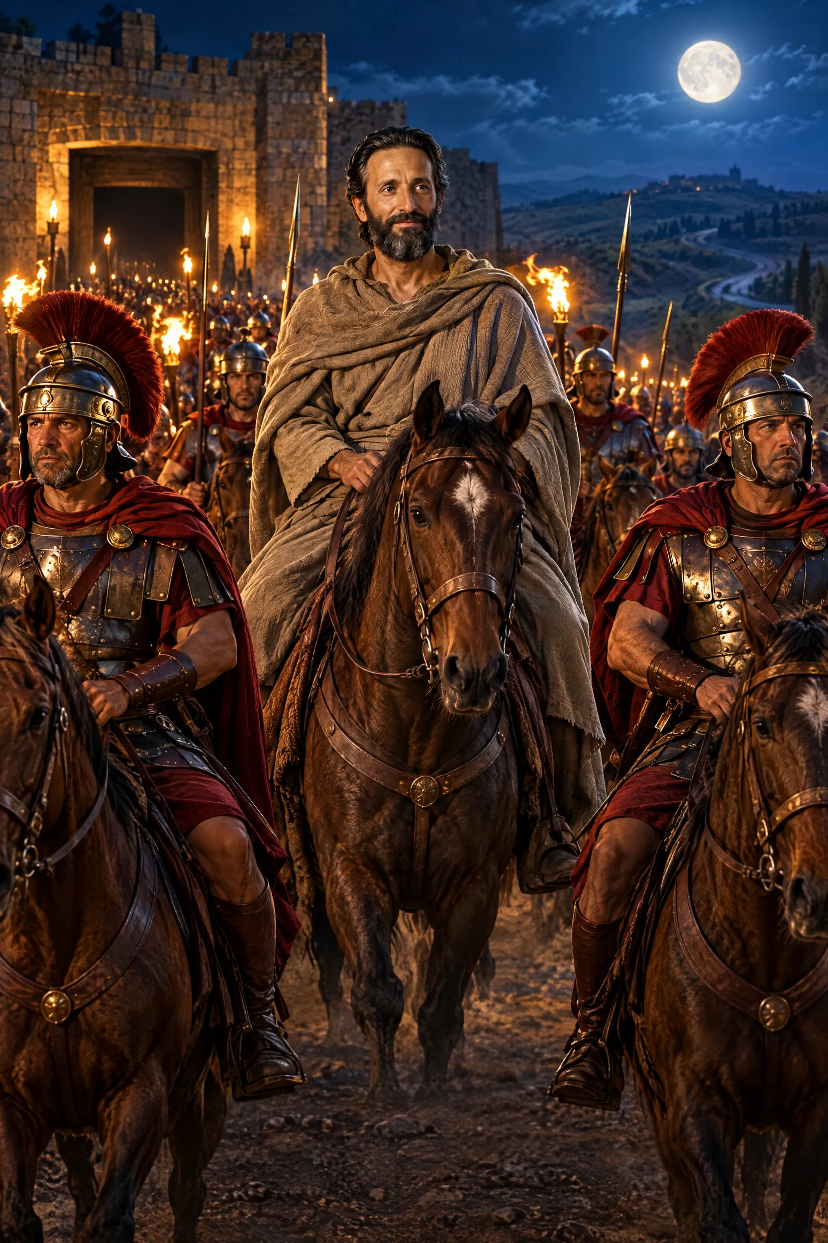 Paul Escorted by Roman Cavalry at Night