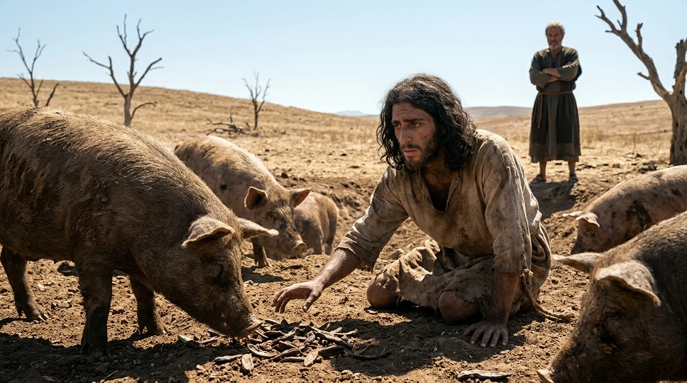 The Prodigal Son Feeding Pigs in the Famine