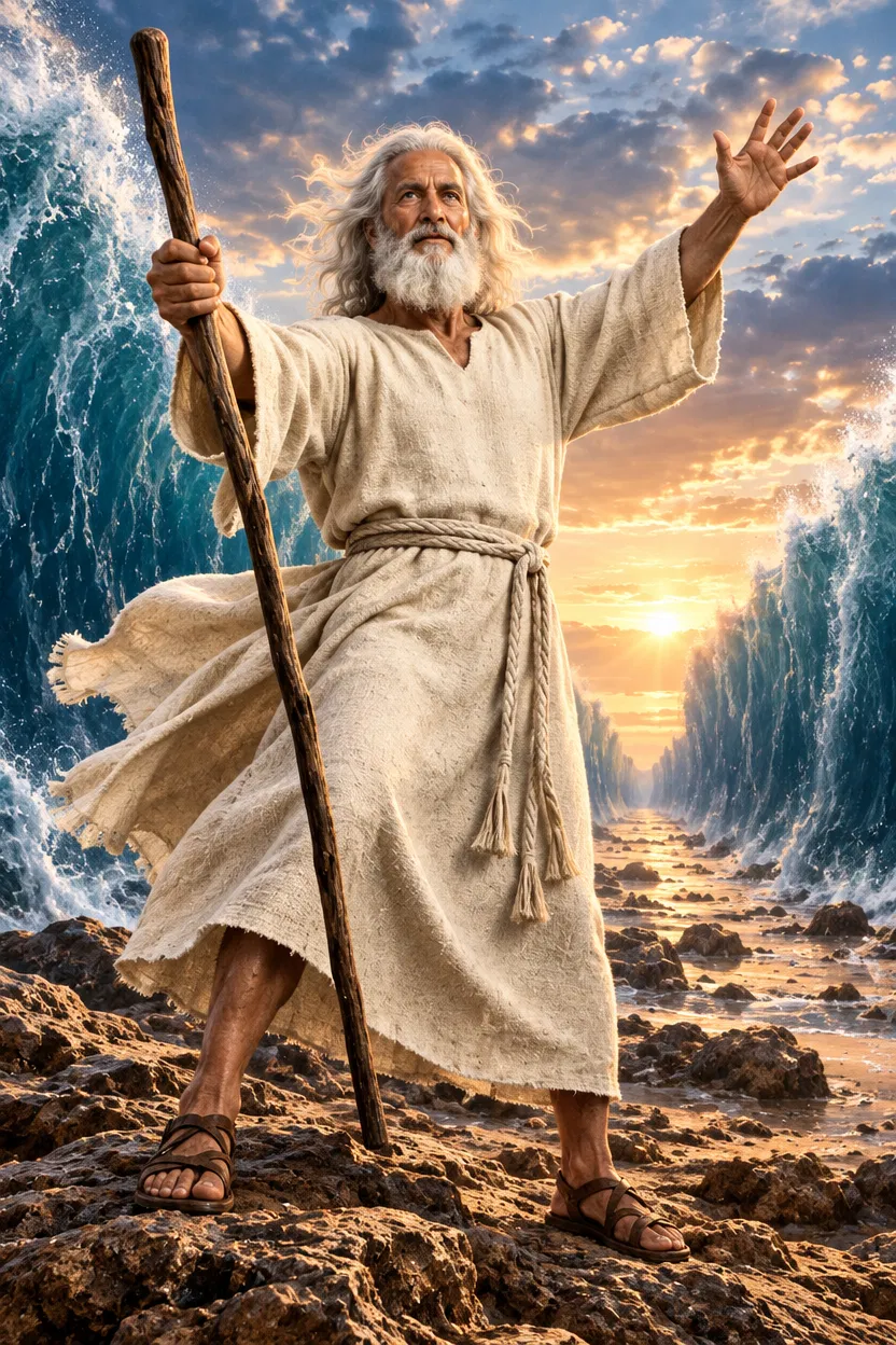Moses Raising His Staff at the Sea