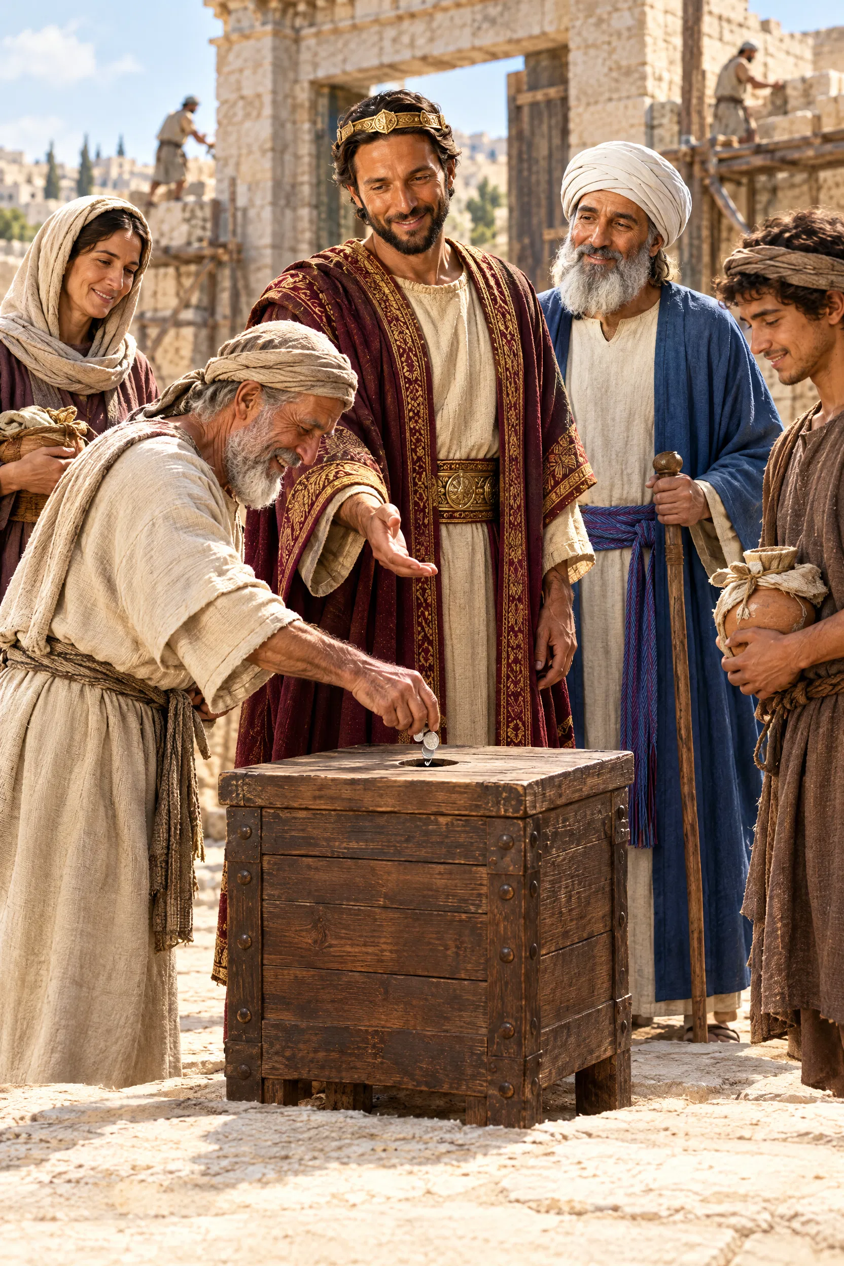 King Joash and the People Fill the Offering Chest