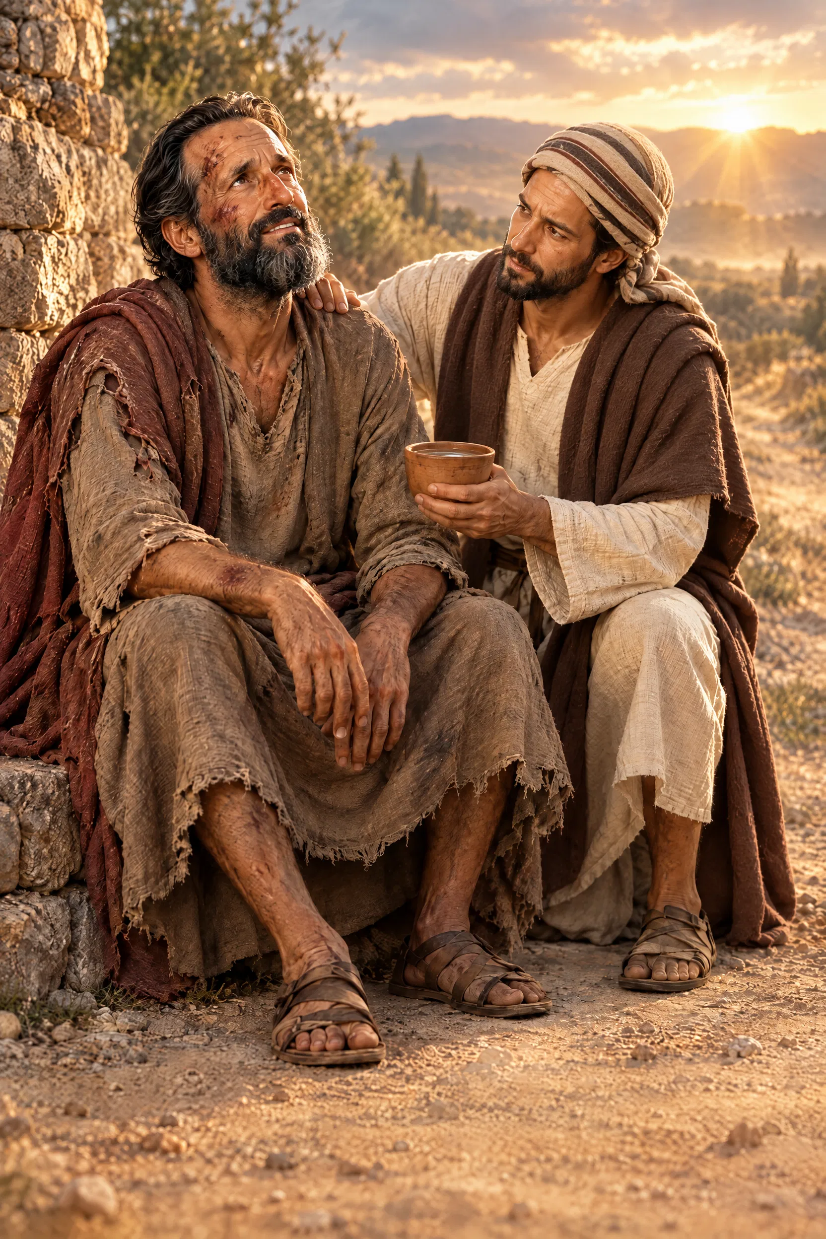 A Weary Man Comforted with a Cup of Water