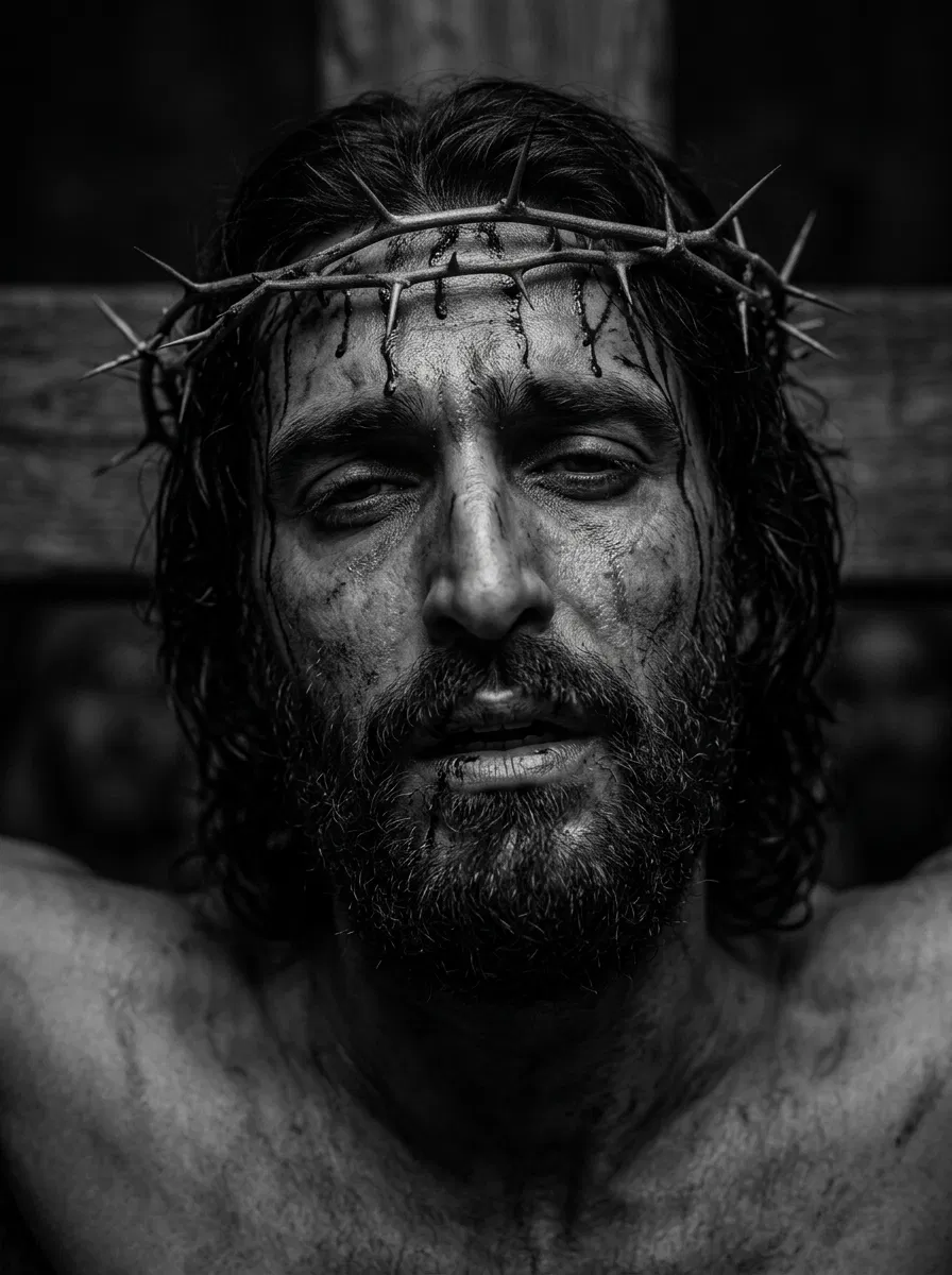 Face of Jesus Crowned with Thorns on the Cross