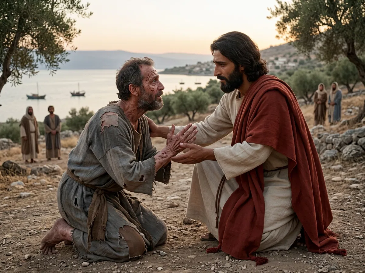 Jesus Heals the Kneeling Leper